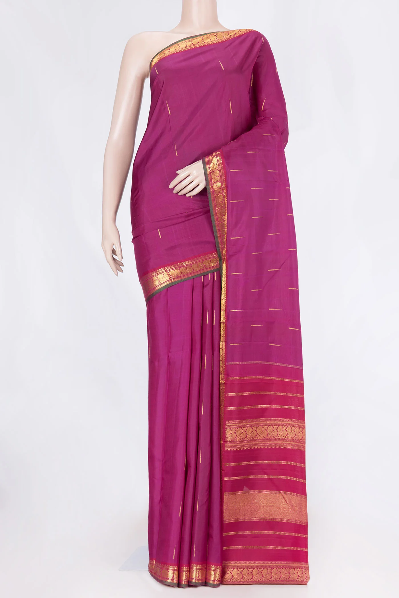 Magenta Dual Tone Kanchipuram Silk Saree