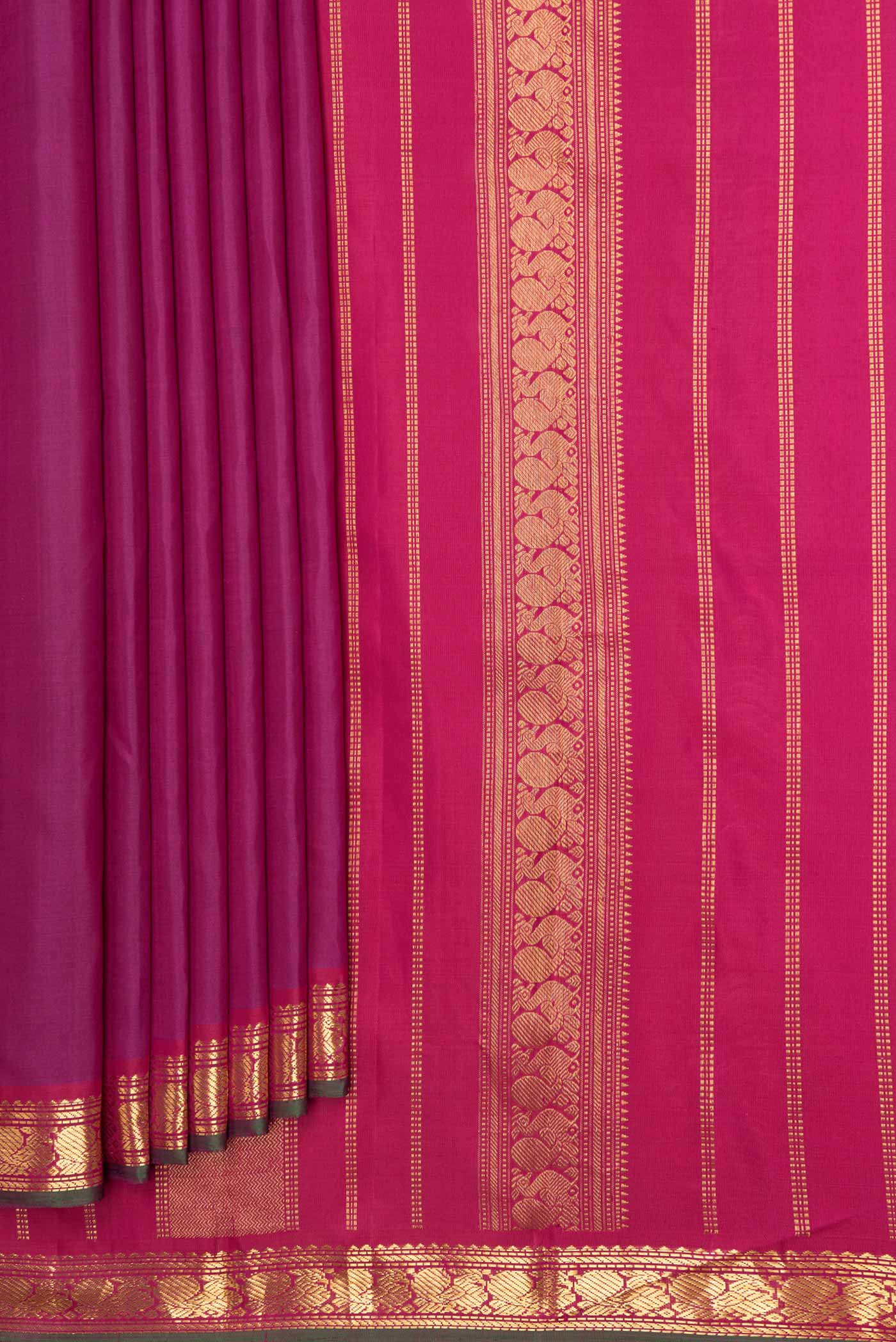 Magenta Dual Tone Kanchipuram Silk Saree - Image 4