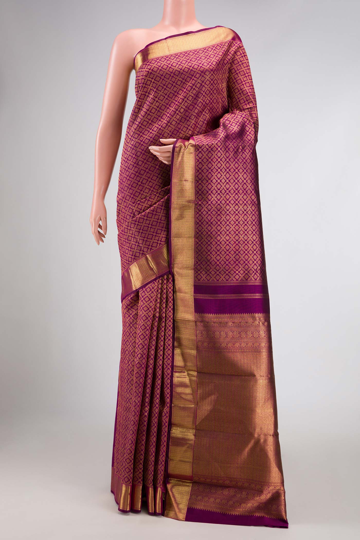 Magenta Dual Tone Kanjivaram Silk Saree