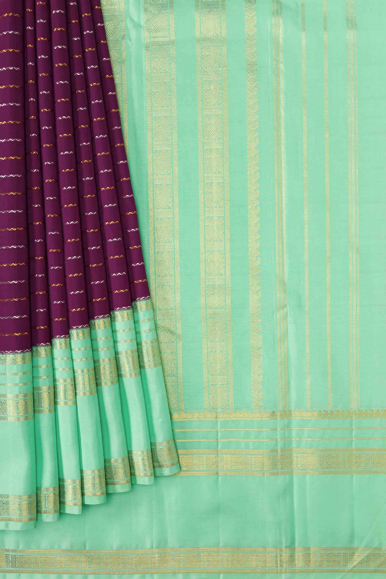 Magenta Dual Tone Kanchipuram Silk Saree - Image 2