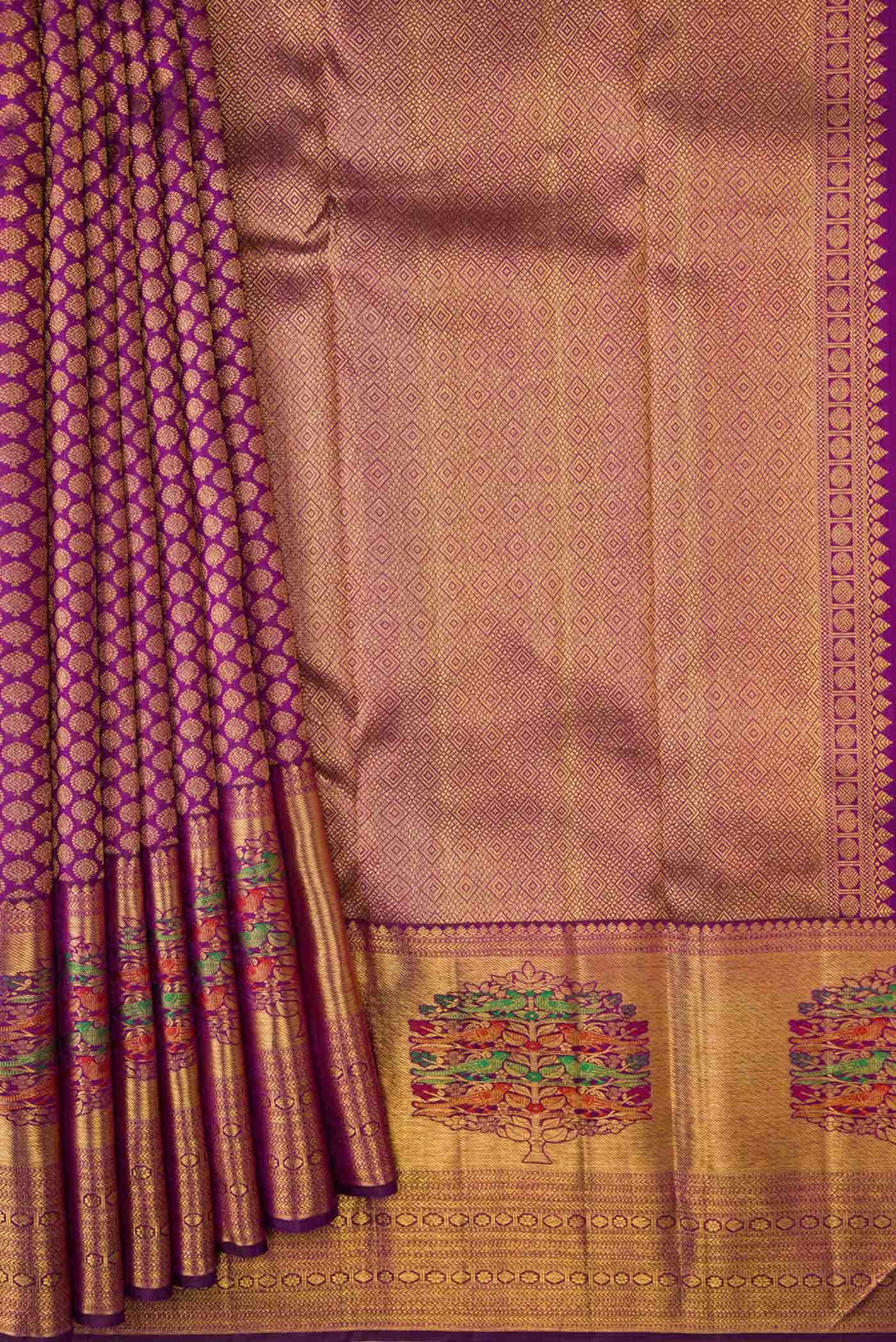 Magenta Dual Tone Kanchipuram Silk Saree - Image 2