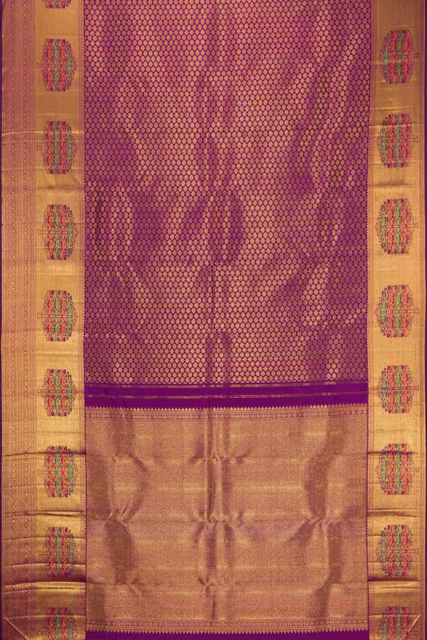 Magenta Dual Tone Kanchipuram Silk Saree - Image 4
