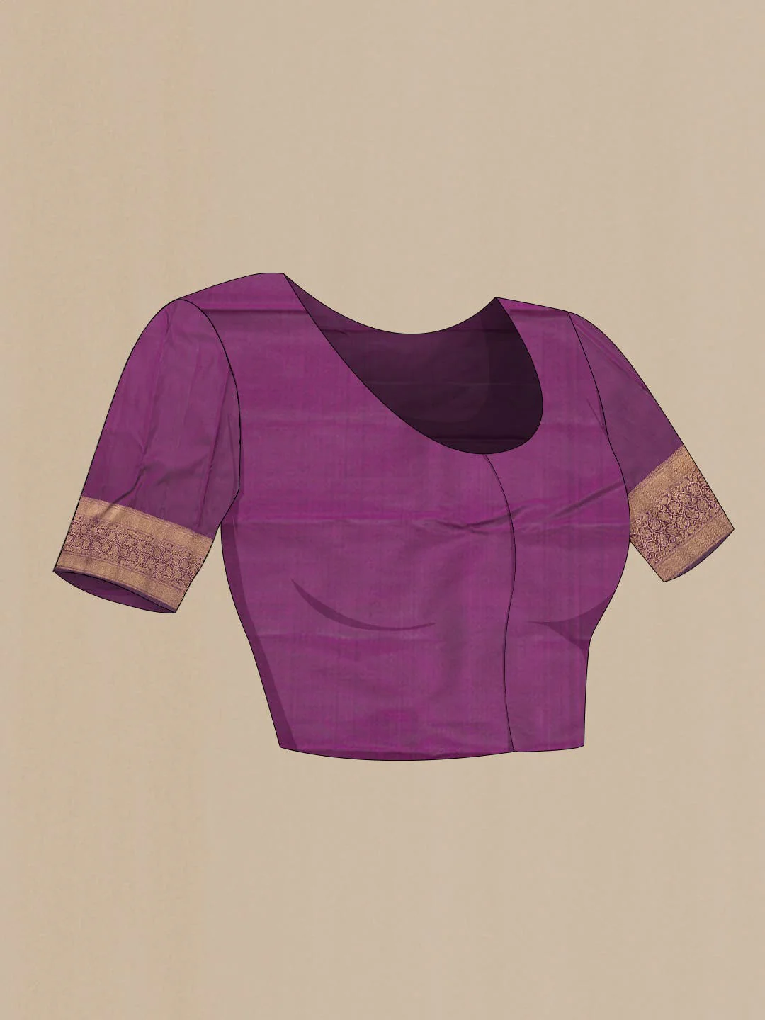 Pure Silk Pure Zari Magenta Dual Tone Kanjivaram Saree - Image 7