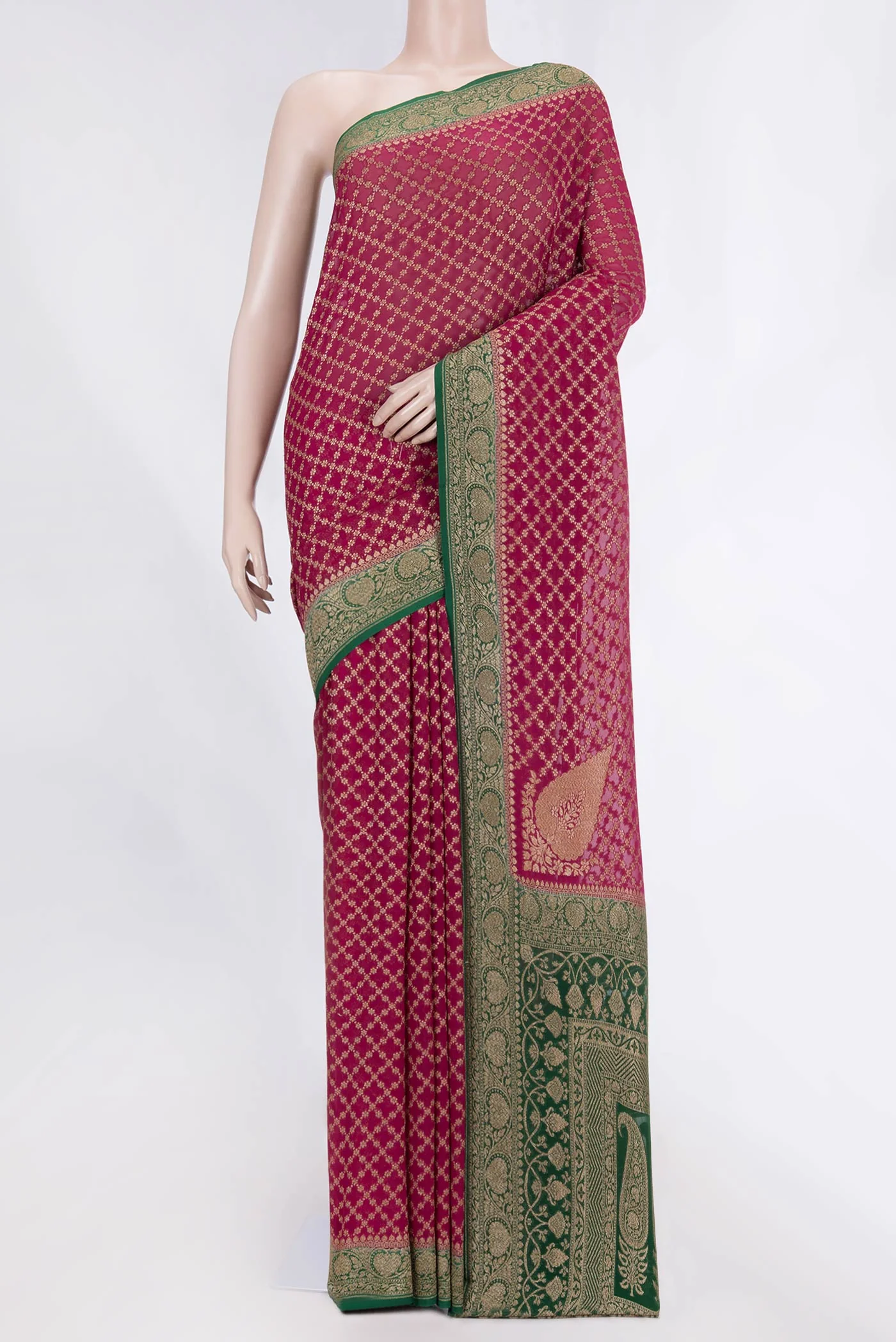 Magenta Banarasi Georgette Saree