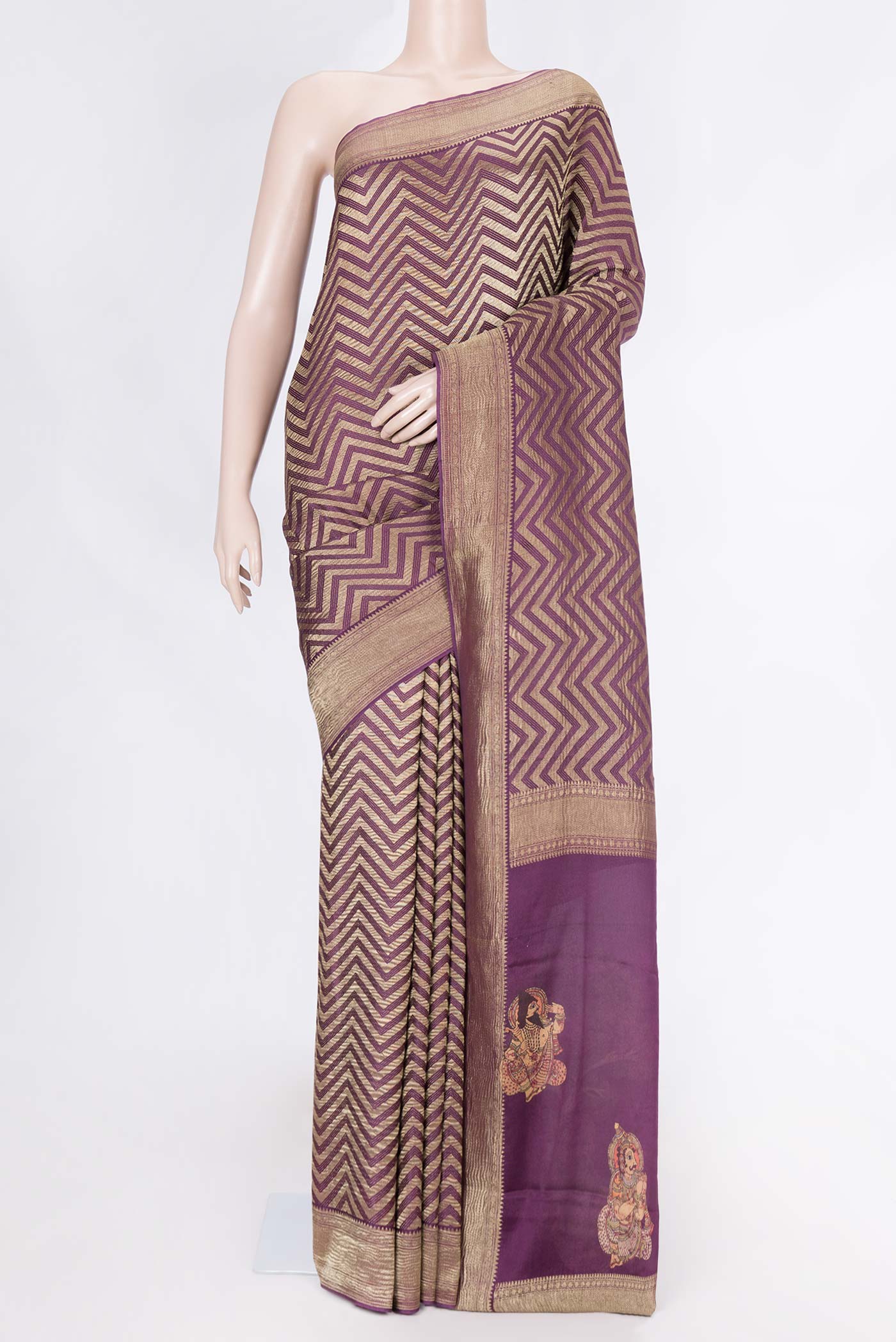 Purple Mysore Crepe Saree