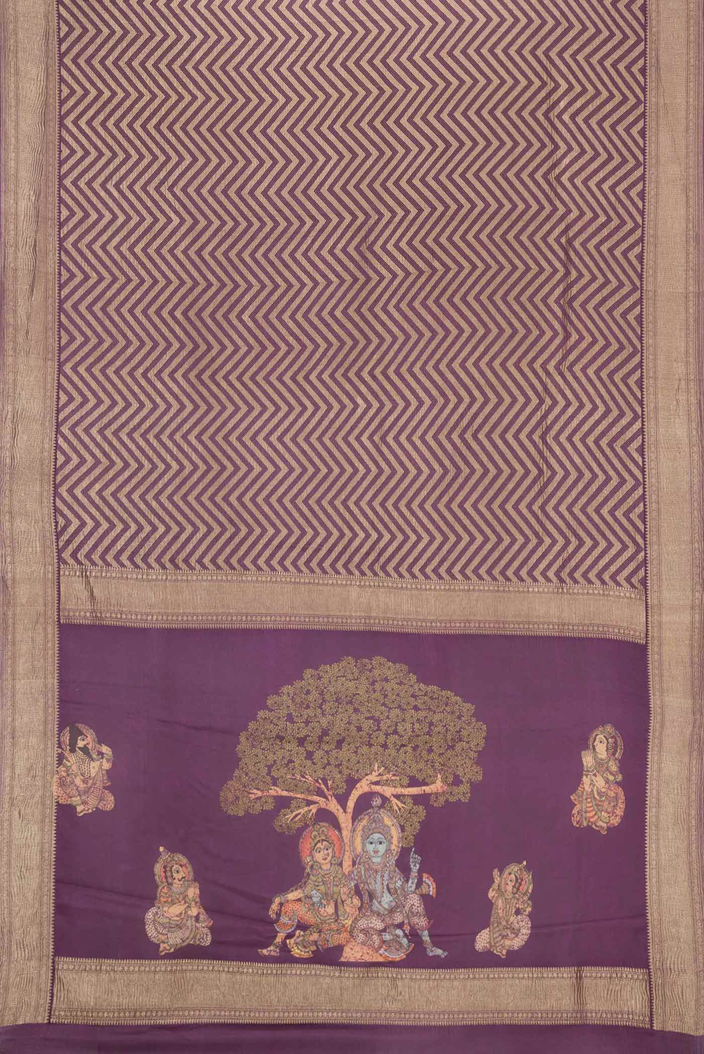 Purple Mysore Crepe Saree - Image 6