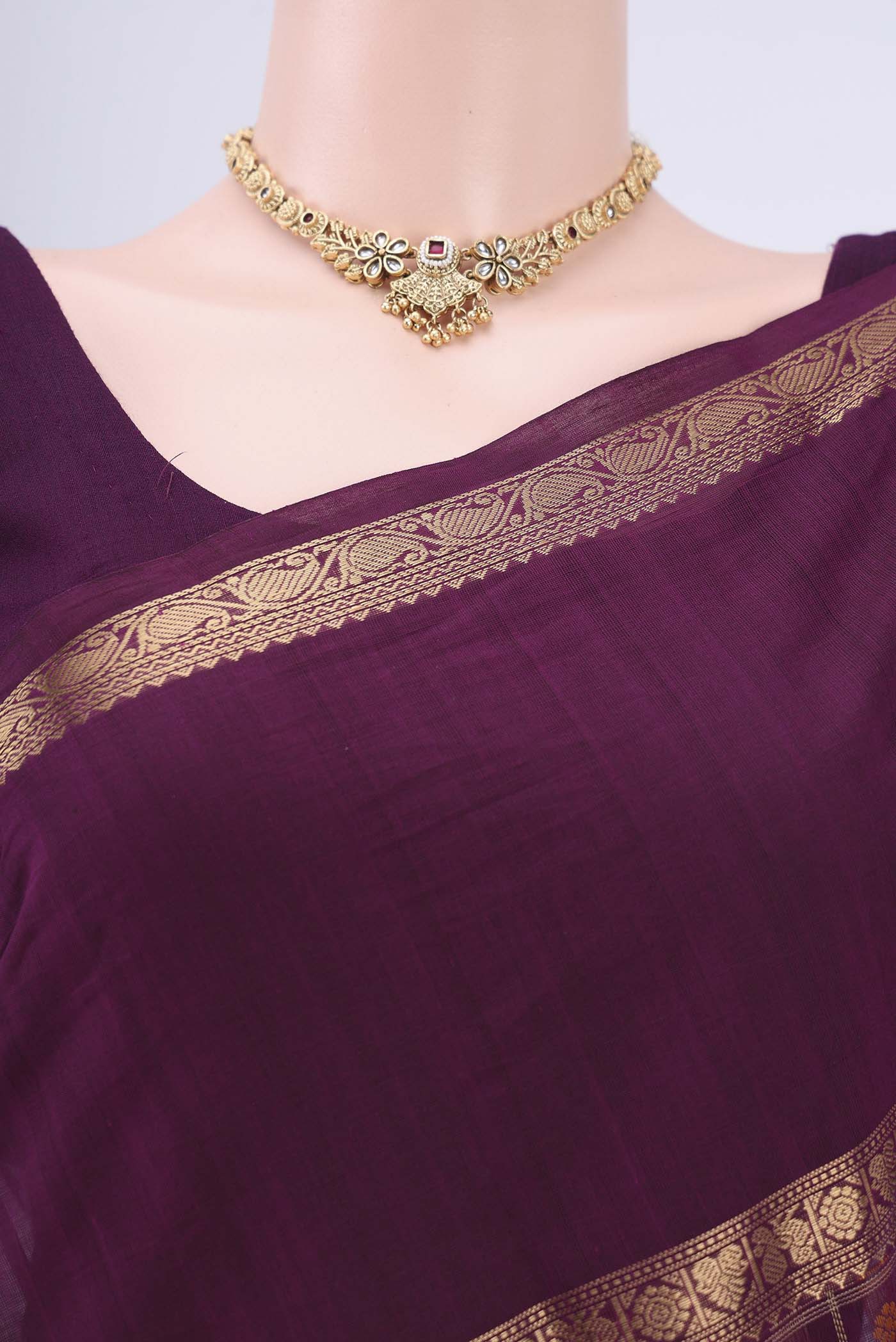 Purple Kanchi Cotton Saree - Image 2
