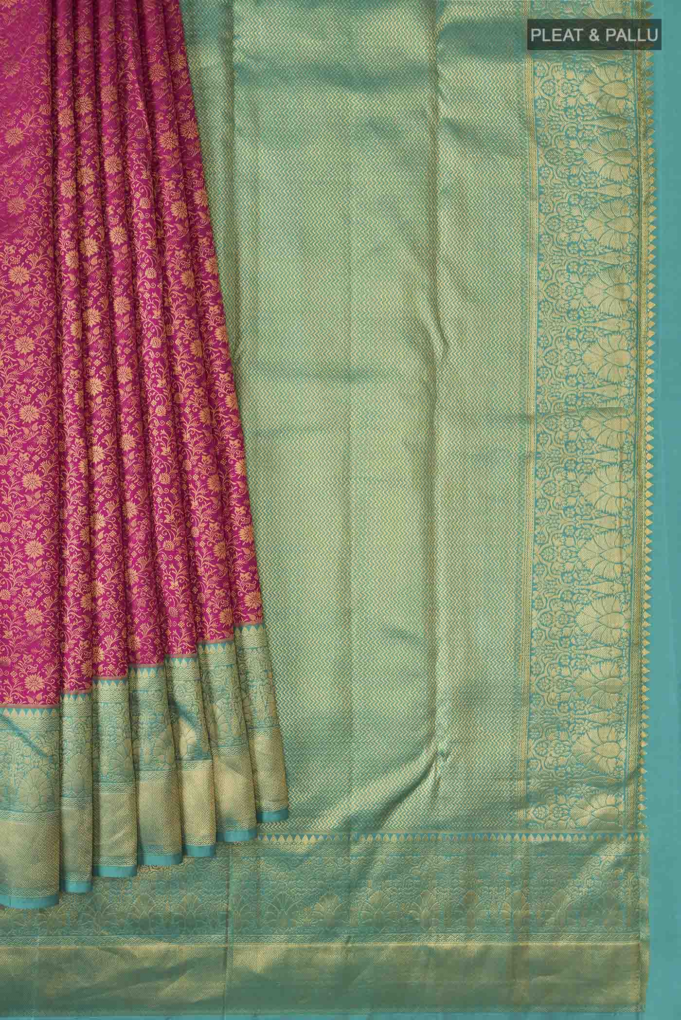 Magenta Kanchipuram Silk Saree - Image 4