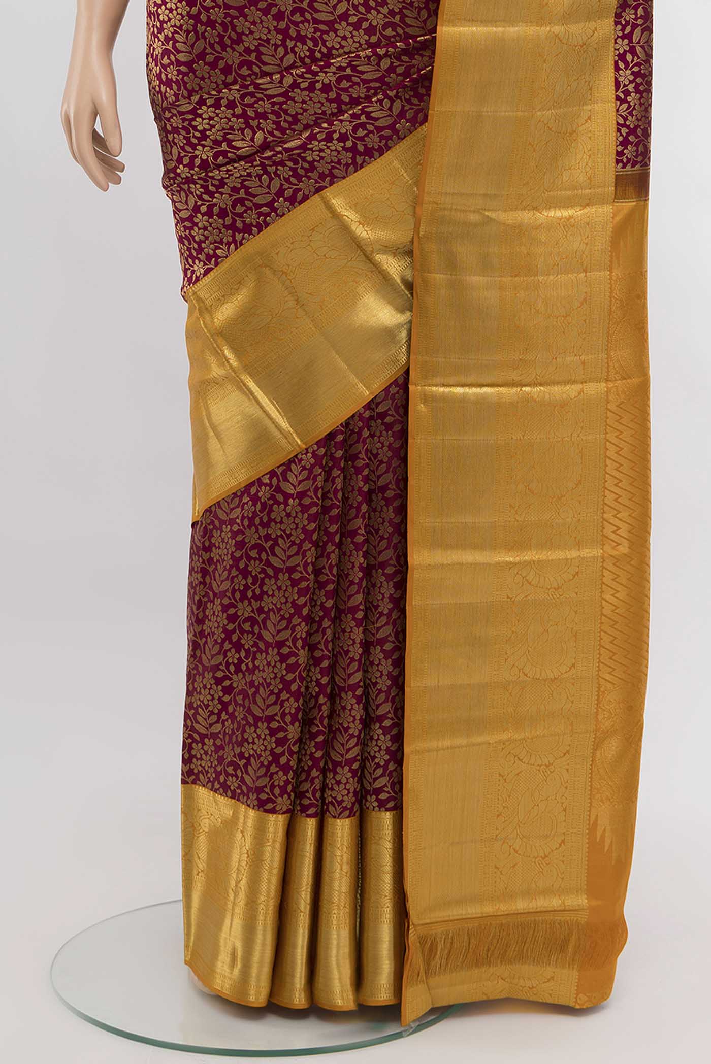 Magenta Kanchipuram Silk Saree - Image 3