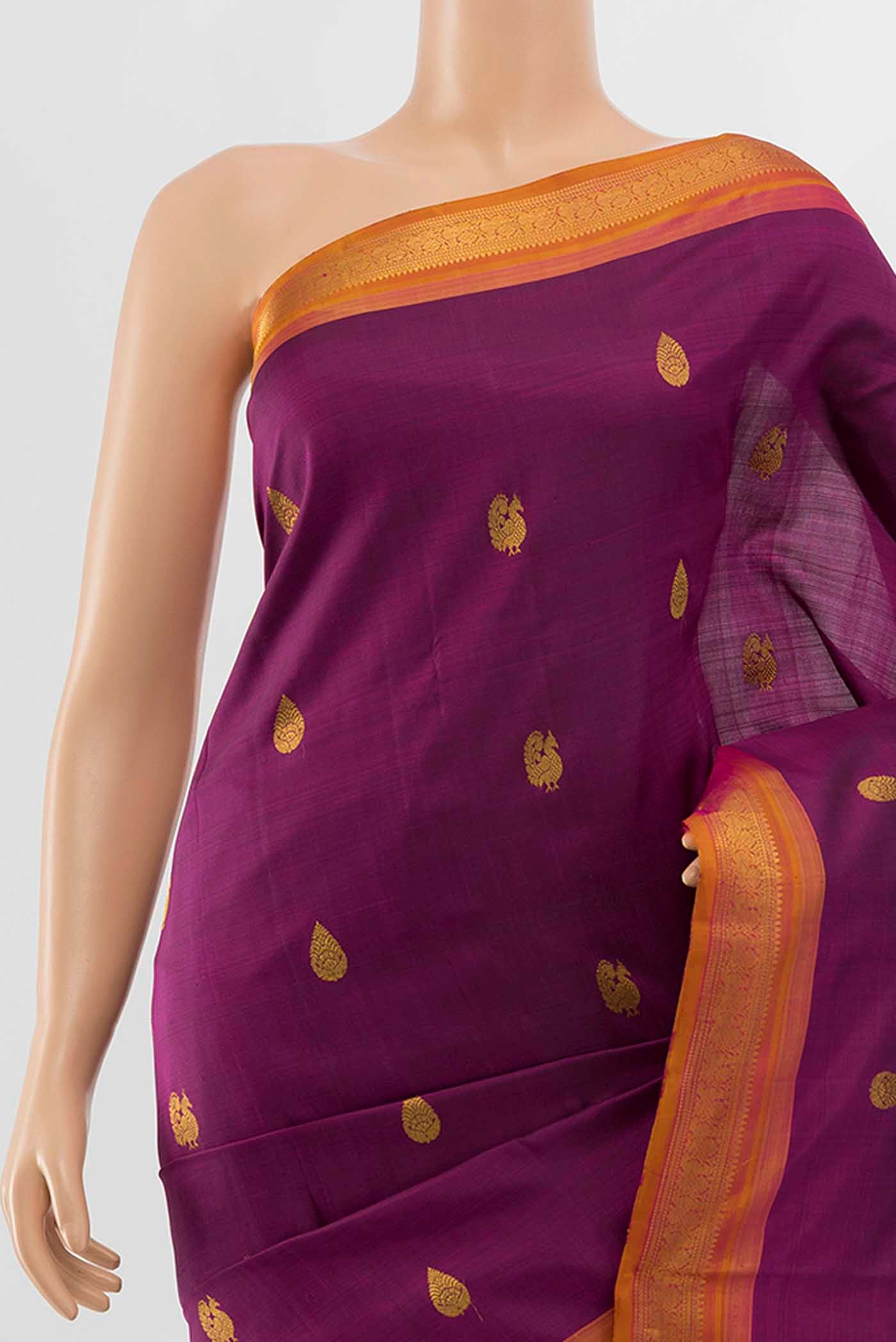 Magenta Kanchipuram Silk Saree - Image 2