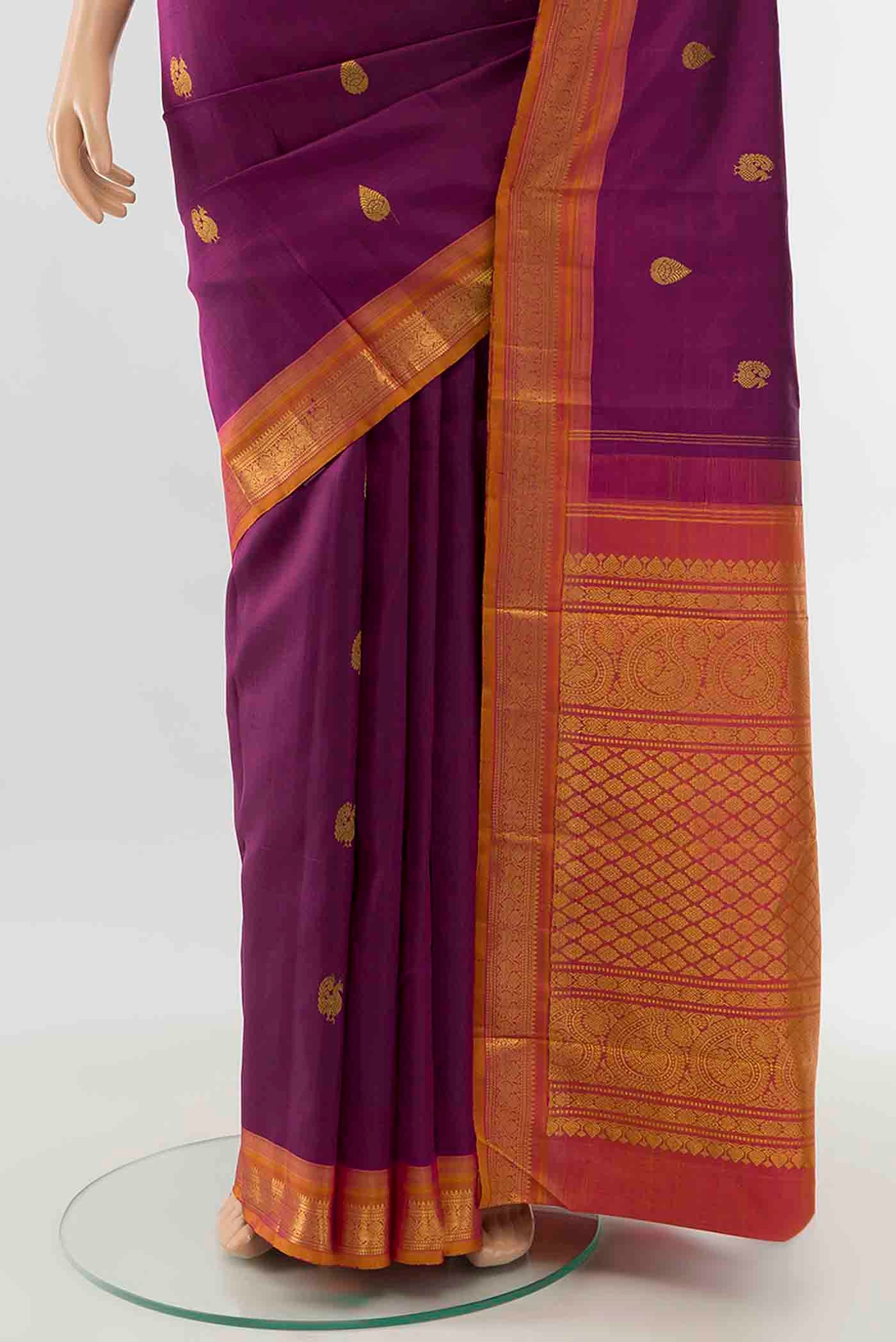 Magenta Kanchipuram Silk Saree - Image 3