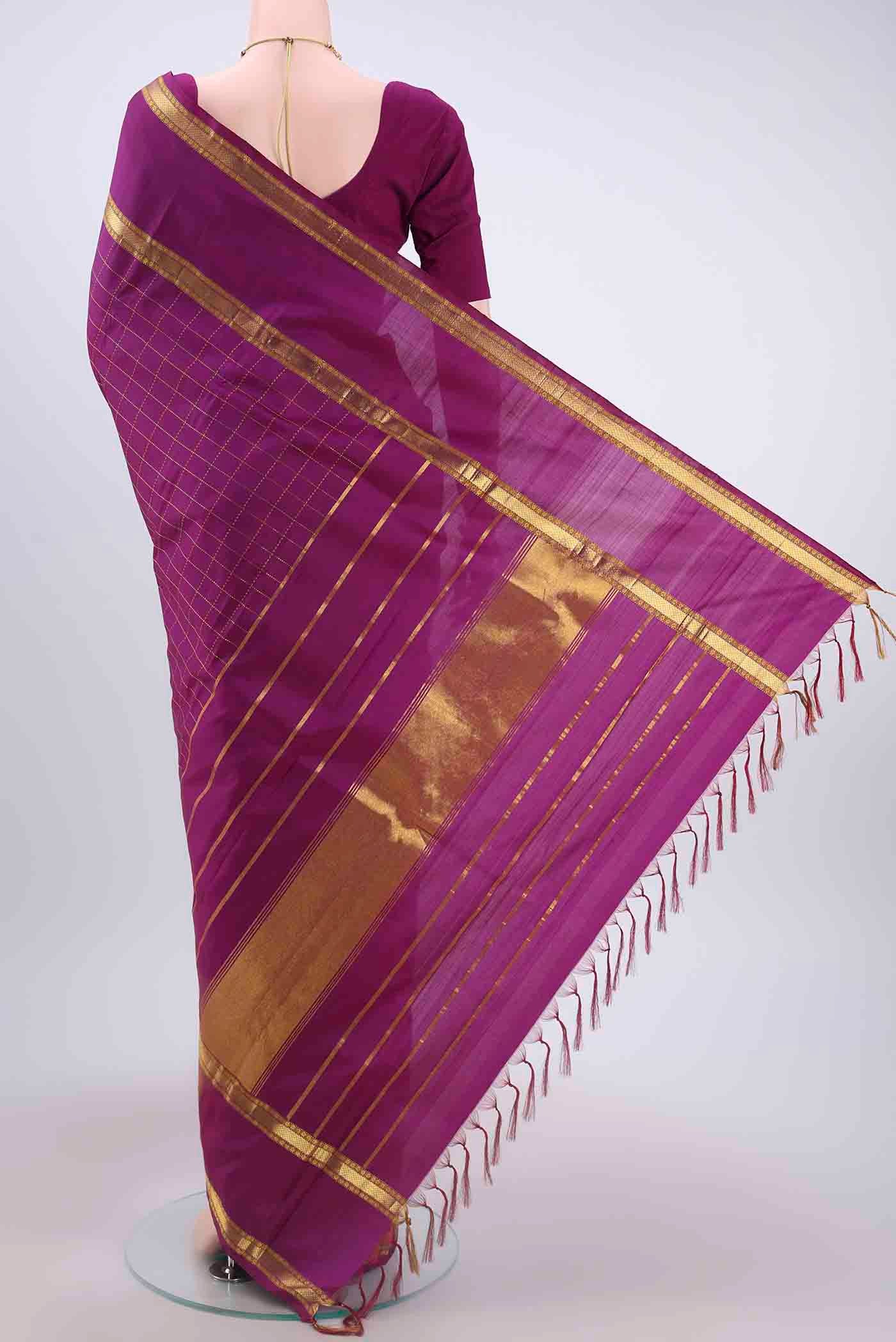 Magenta Kanchipuram Silk Saree - Image 3