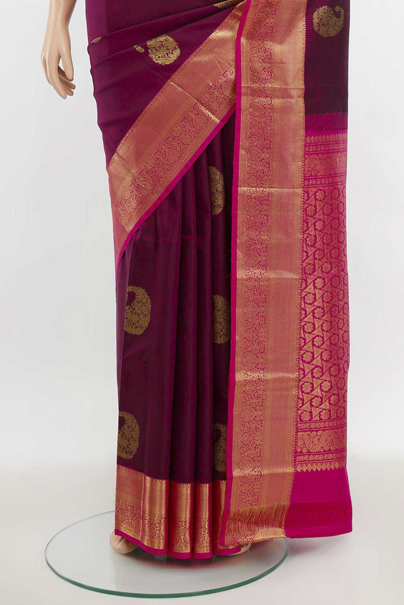 Magenta Kanchipuram Silk Saree - Image 3