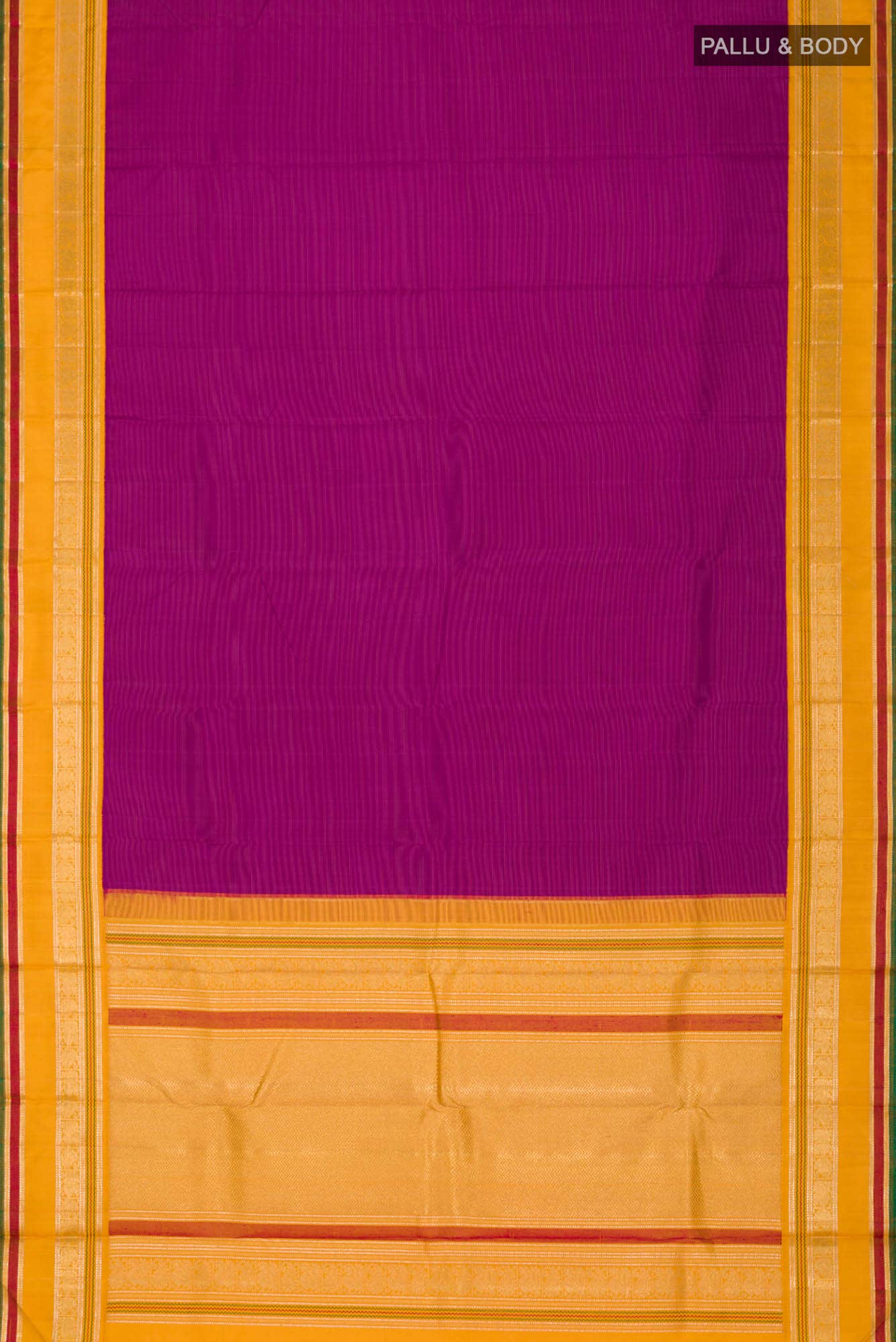 Pure Silk Pure Zari Magenta Kanchipuram Saree - Image 4