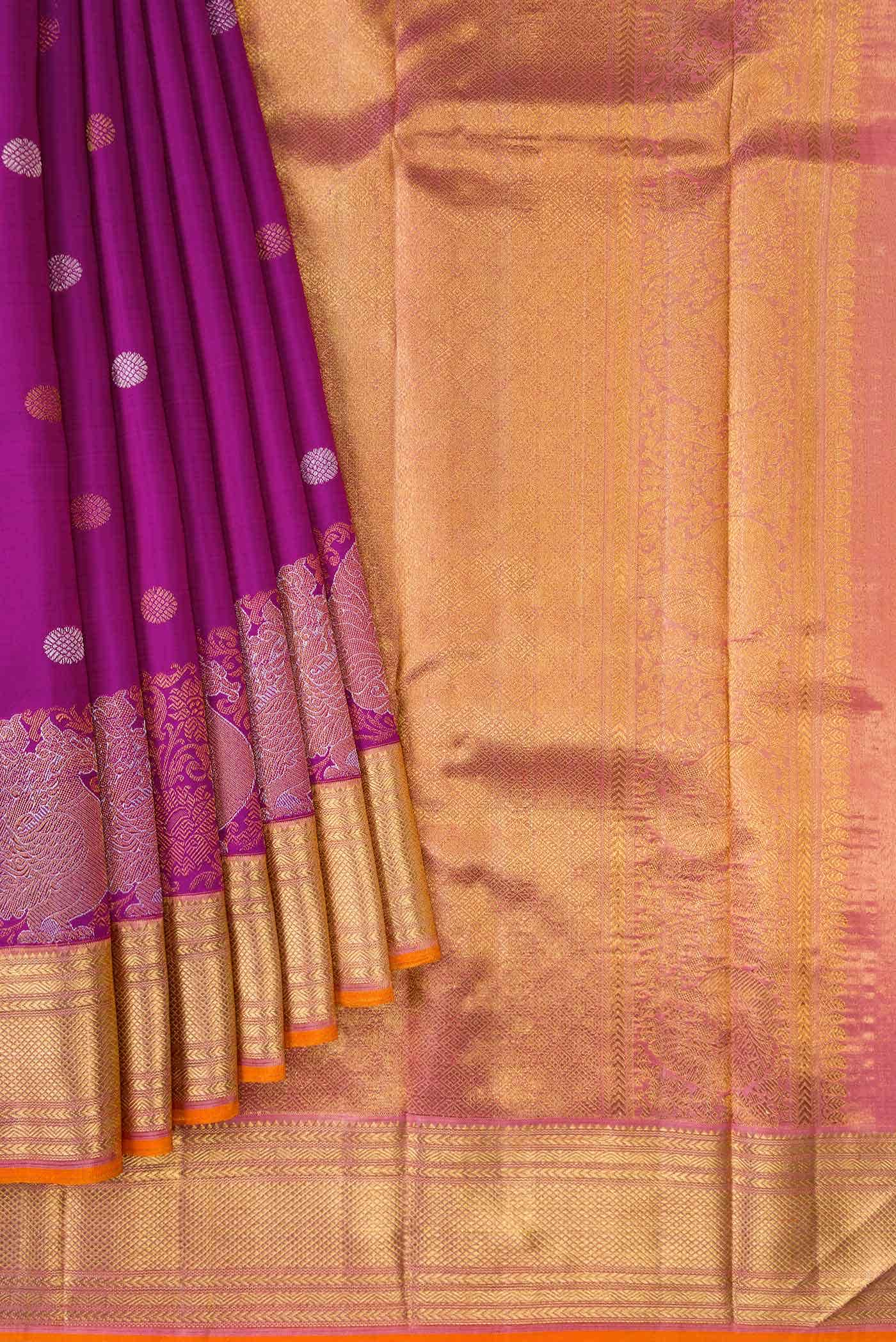 Magenta Kanchipuram Silk Saree - Image 2