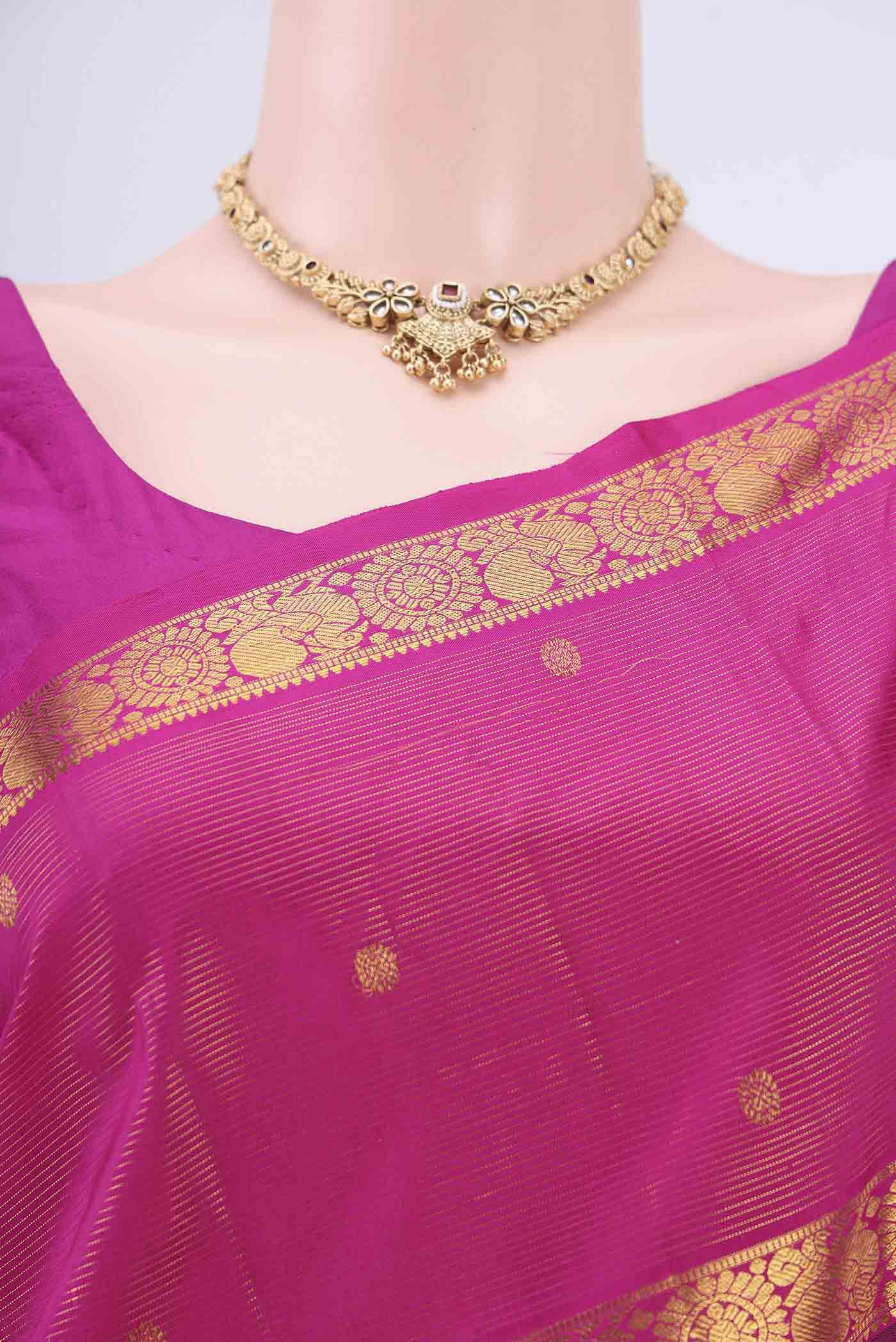 Magenta Kanjivaram Silk Saree - Image 2