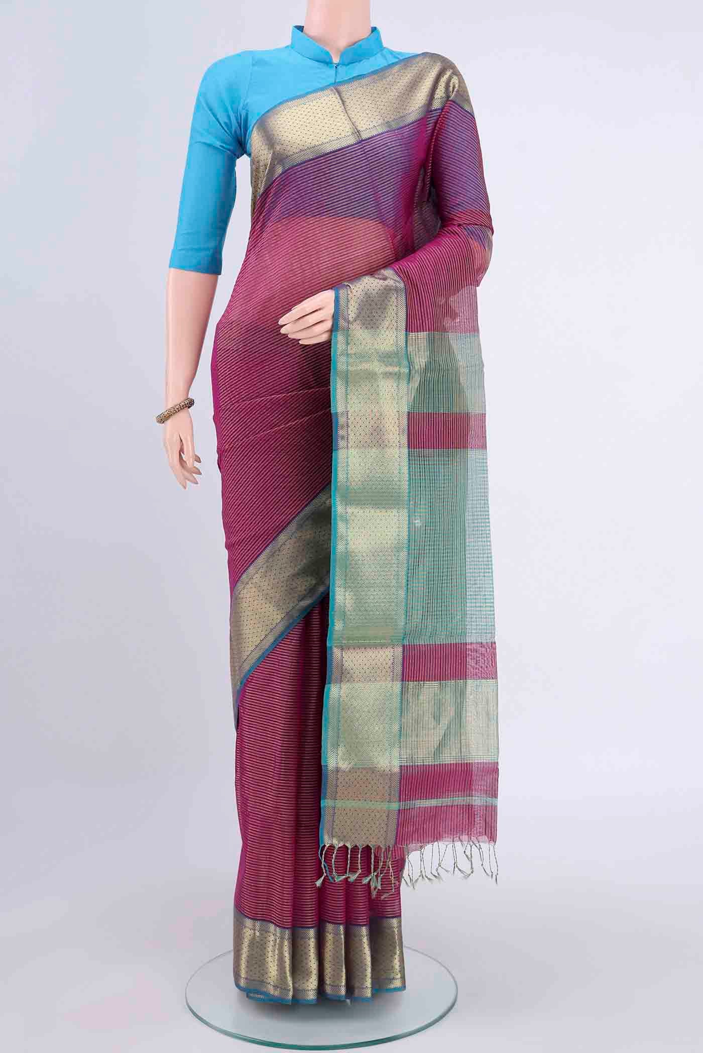 Magenta Maheshwari Silk Cotton Saree