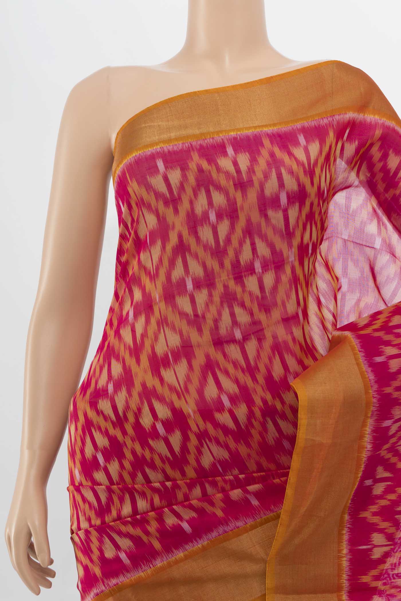 Pink Silk Cotton Saree - Image 2
