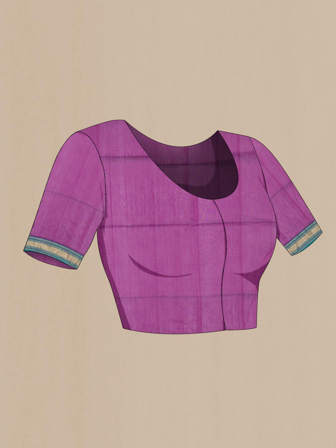 Magenta Maheshwari Silk Cotton Saree - Image 3