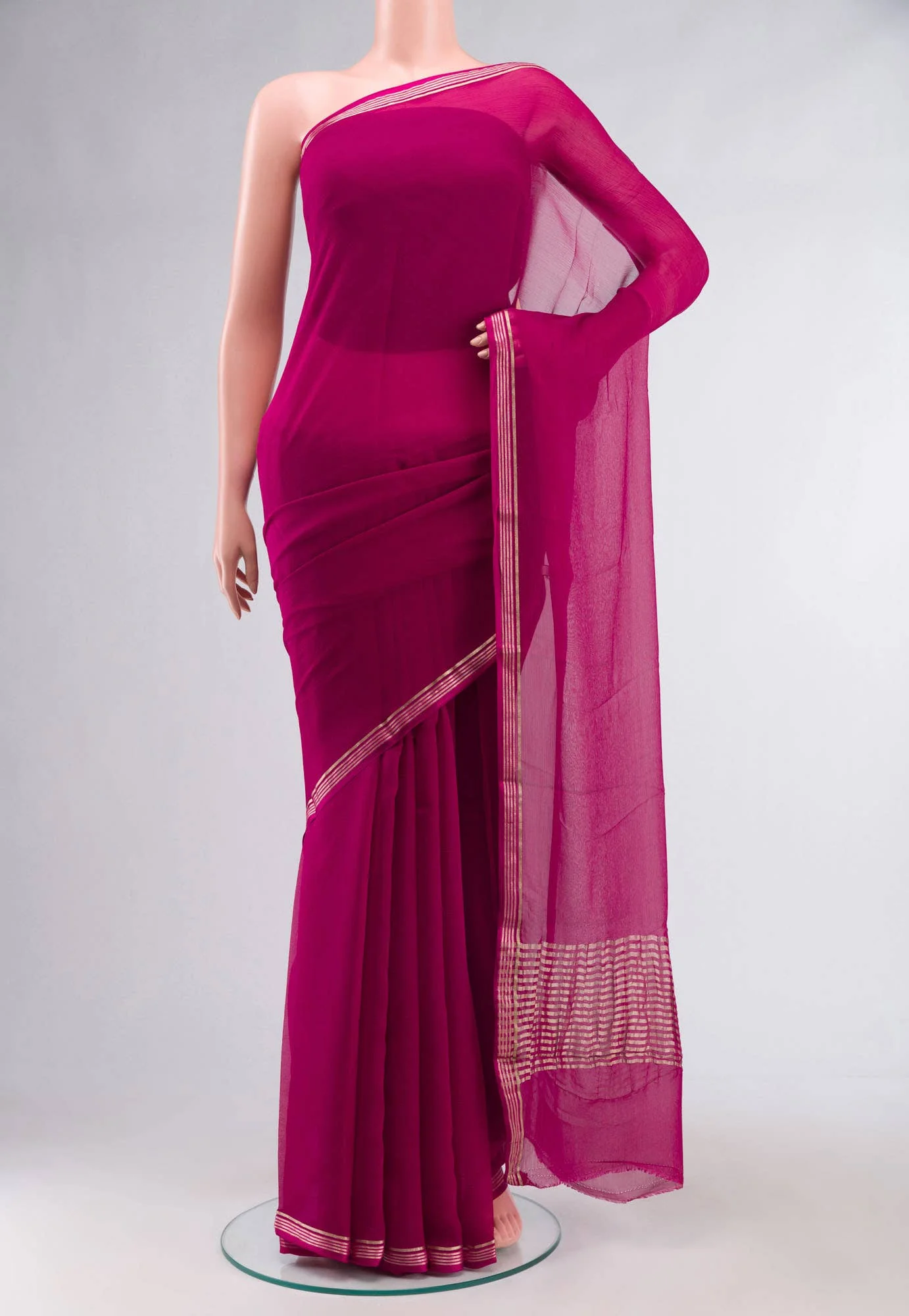 Magenta Mysore Chiffon Saree