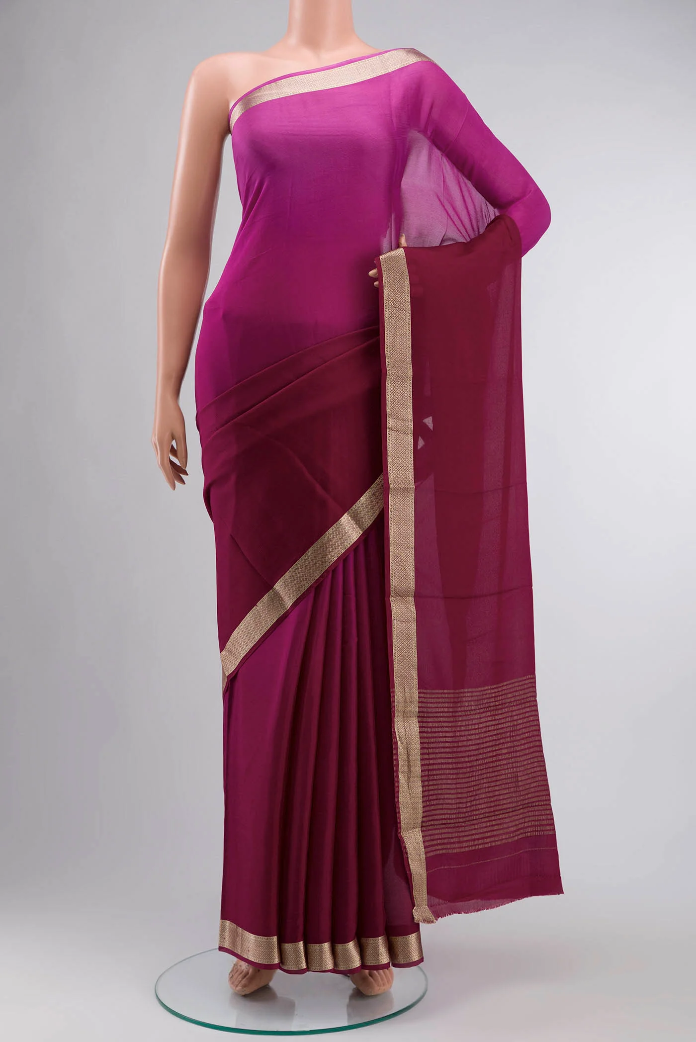 Magenta Mysore Crepe Saree