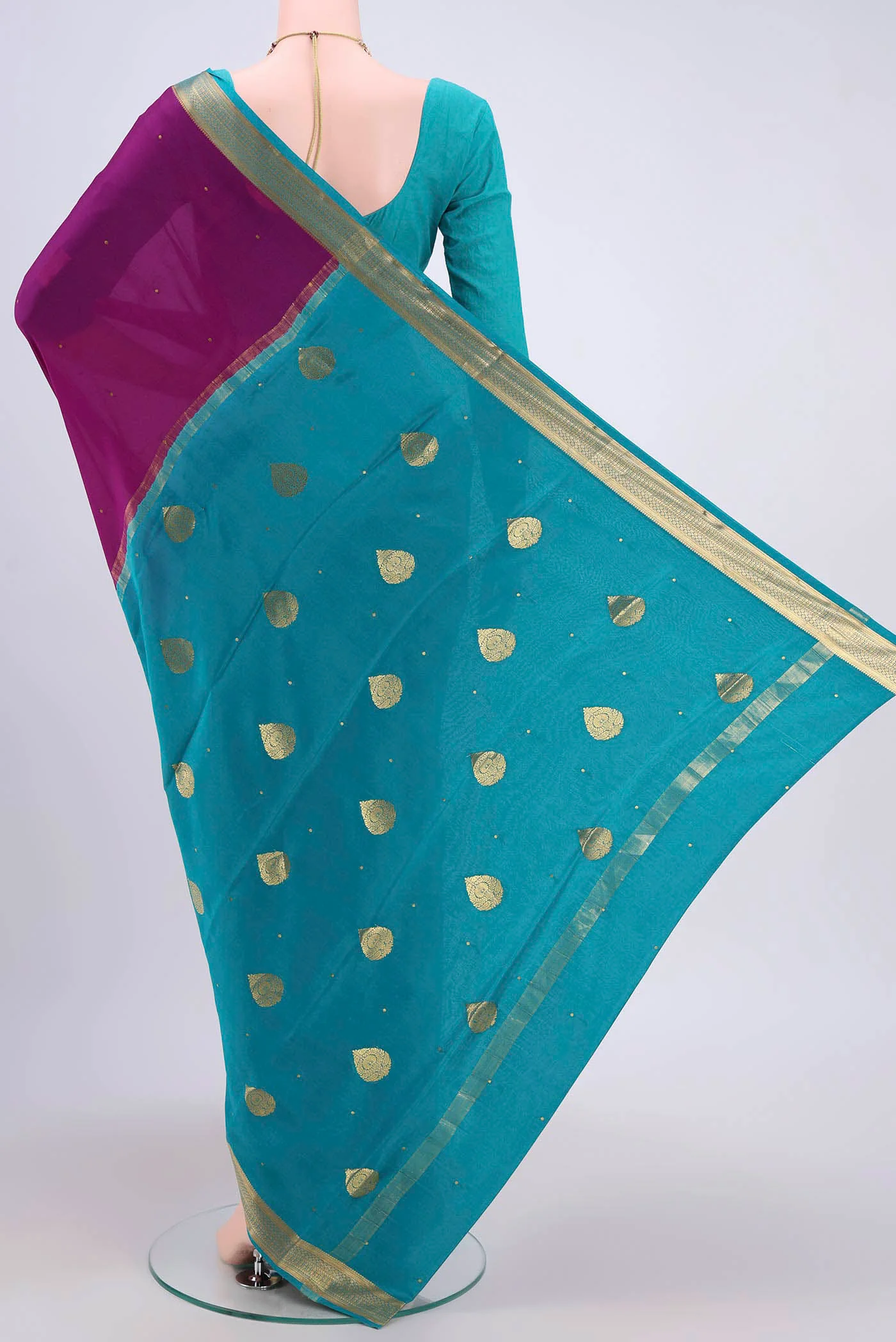 Purple Mysore Crepe Saree - Image 3