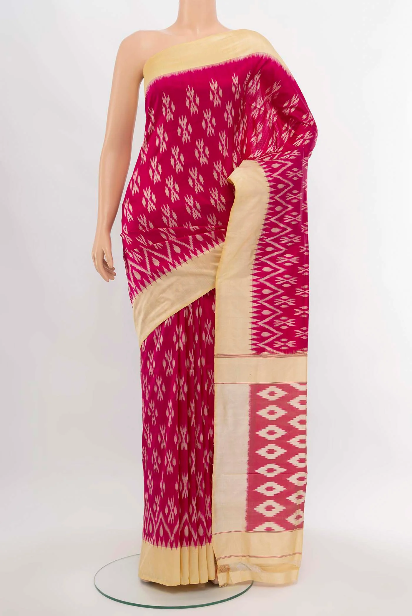 Magenta Pochampally Silk Saree