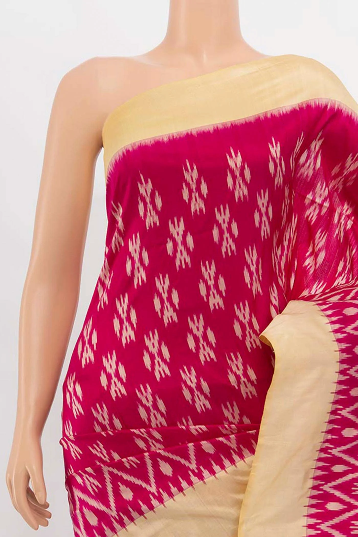 Magenta Pochampally Silk Saree - Image 2