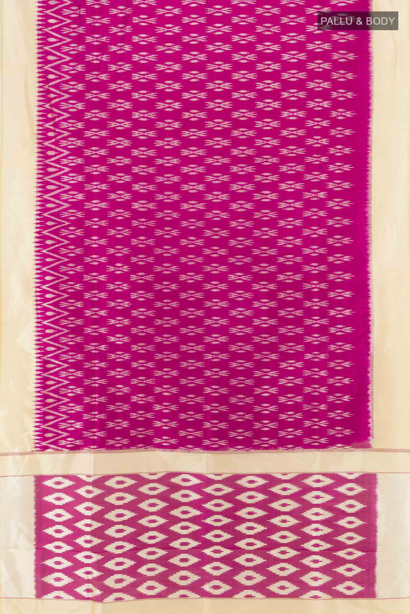 Magenta Pochampally Silk Saree - Image 5