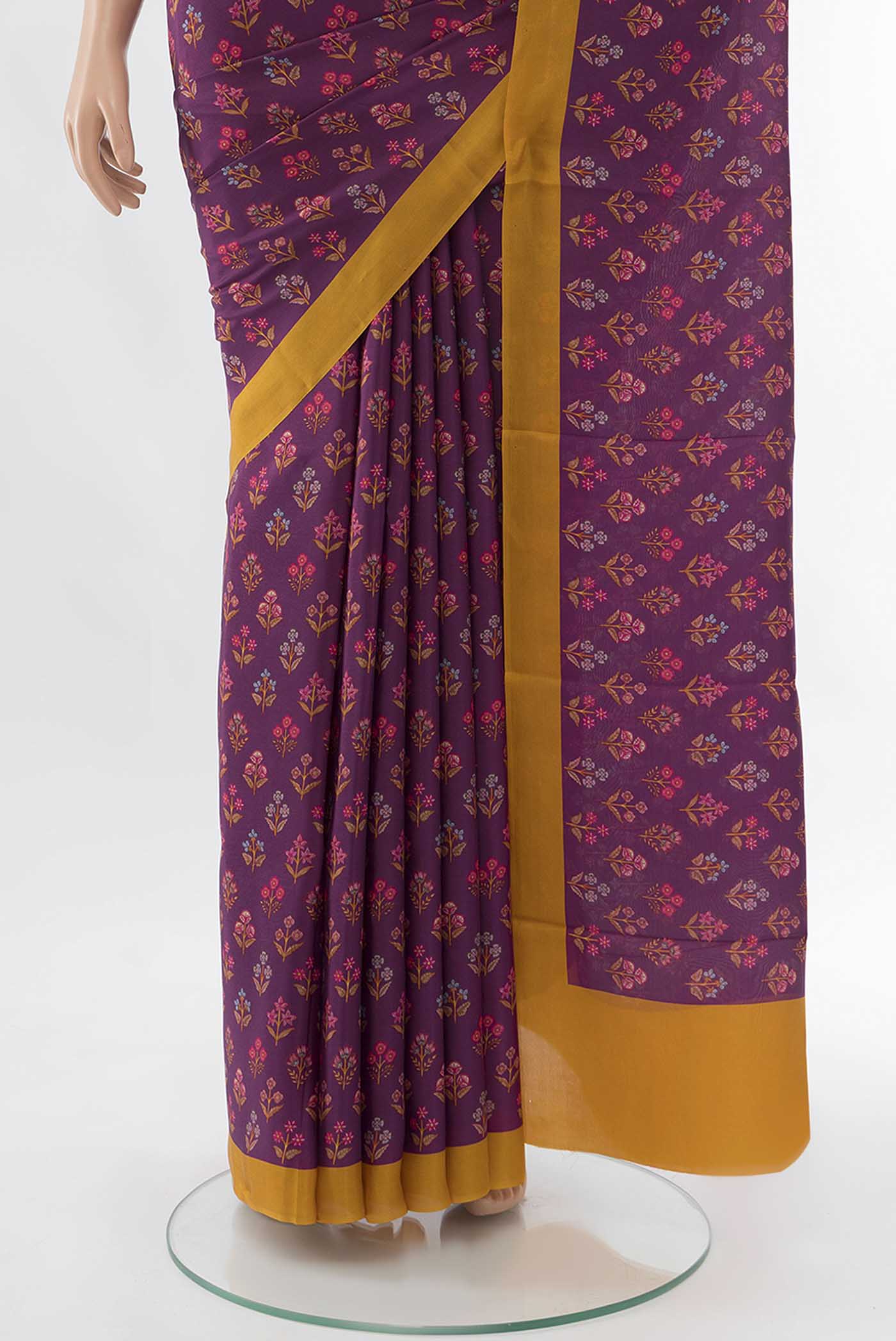 Magenta Printed Silk Saree - Image 3