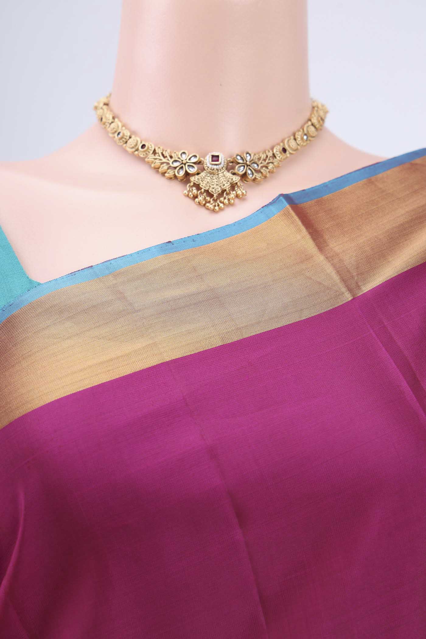 Magenta Soft Silk Saree - Image 2