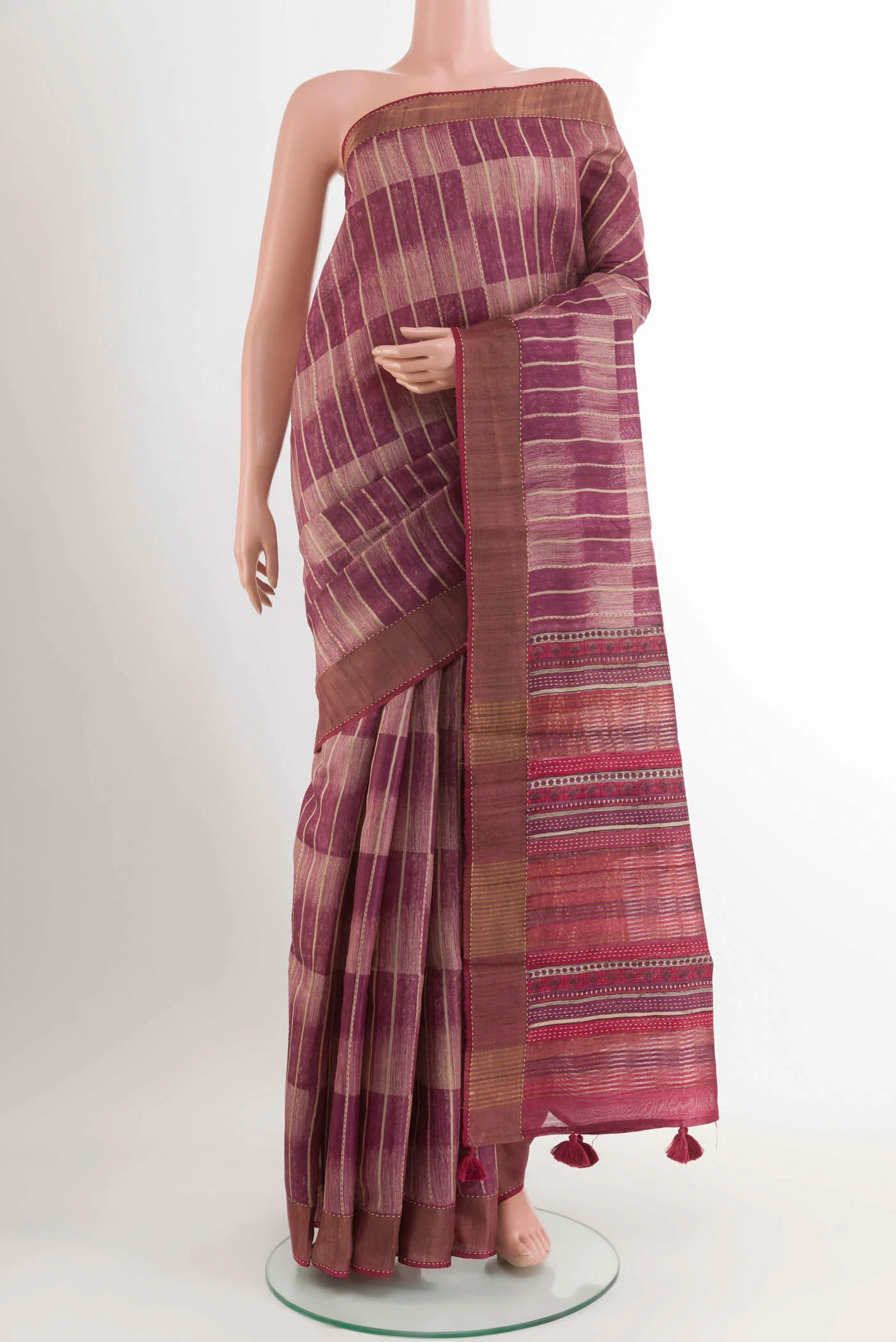 Magenta Tussar Saree