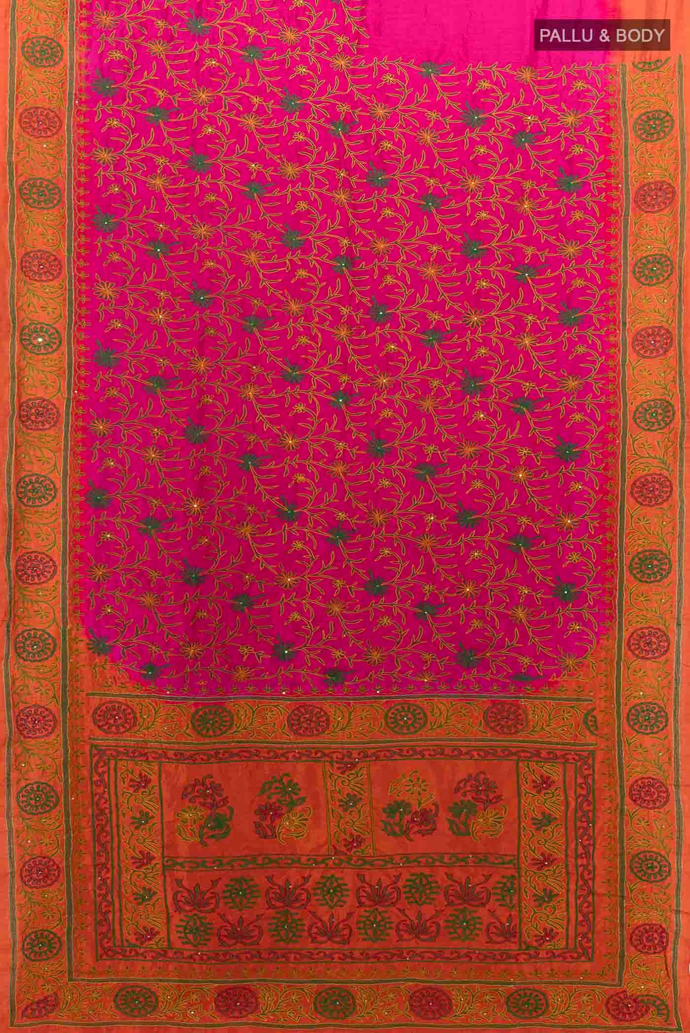 Magenta Blended Raw Silk Saree - Image 5