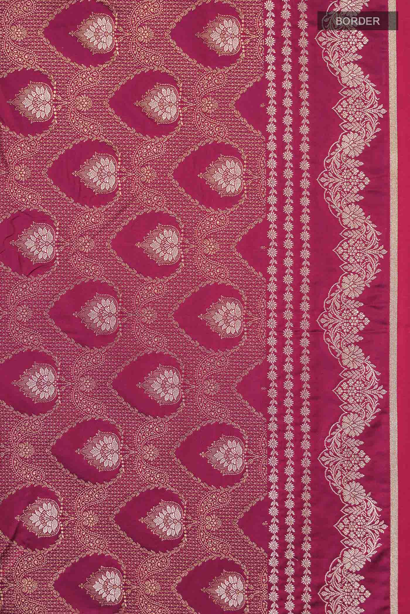 Magenta with Red Color Blended Banarasi Silk Saree - Image 3