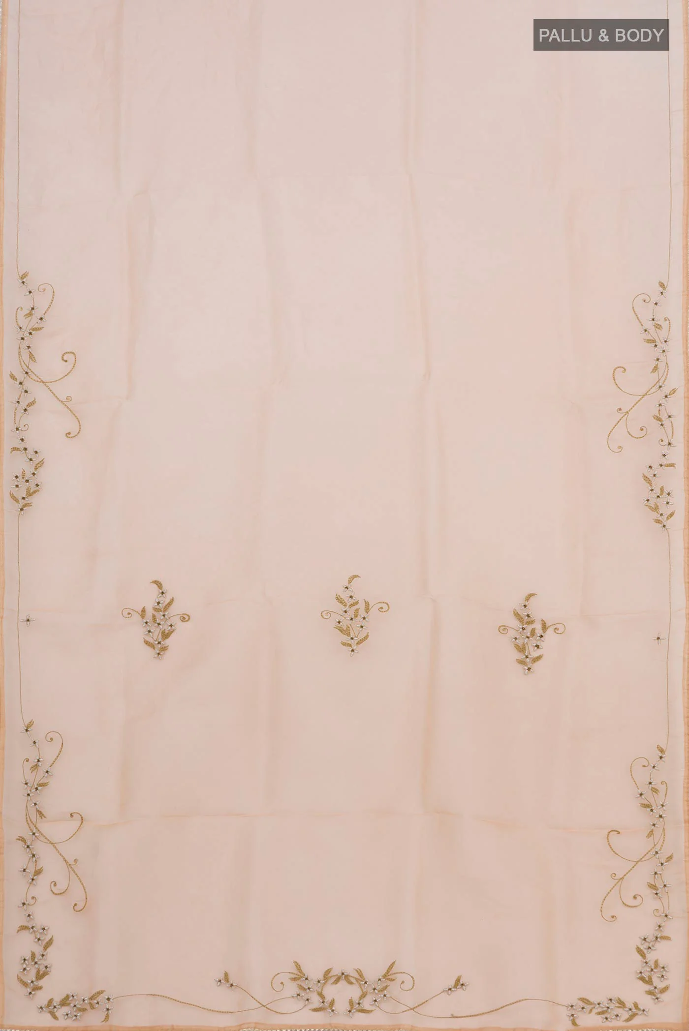 Mahira-Beige Organza Silk Saree - Image 6