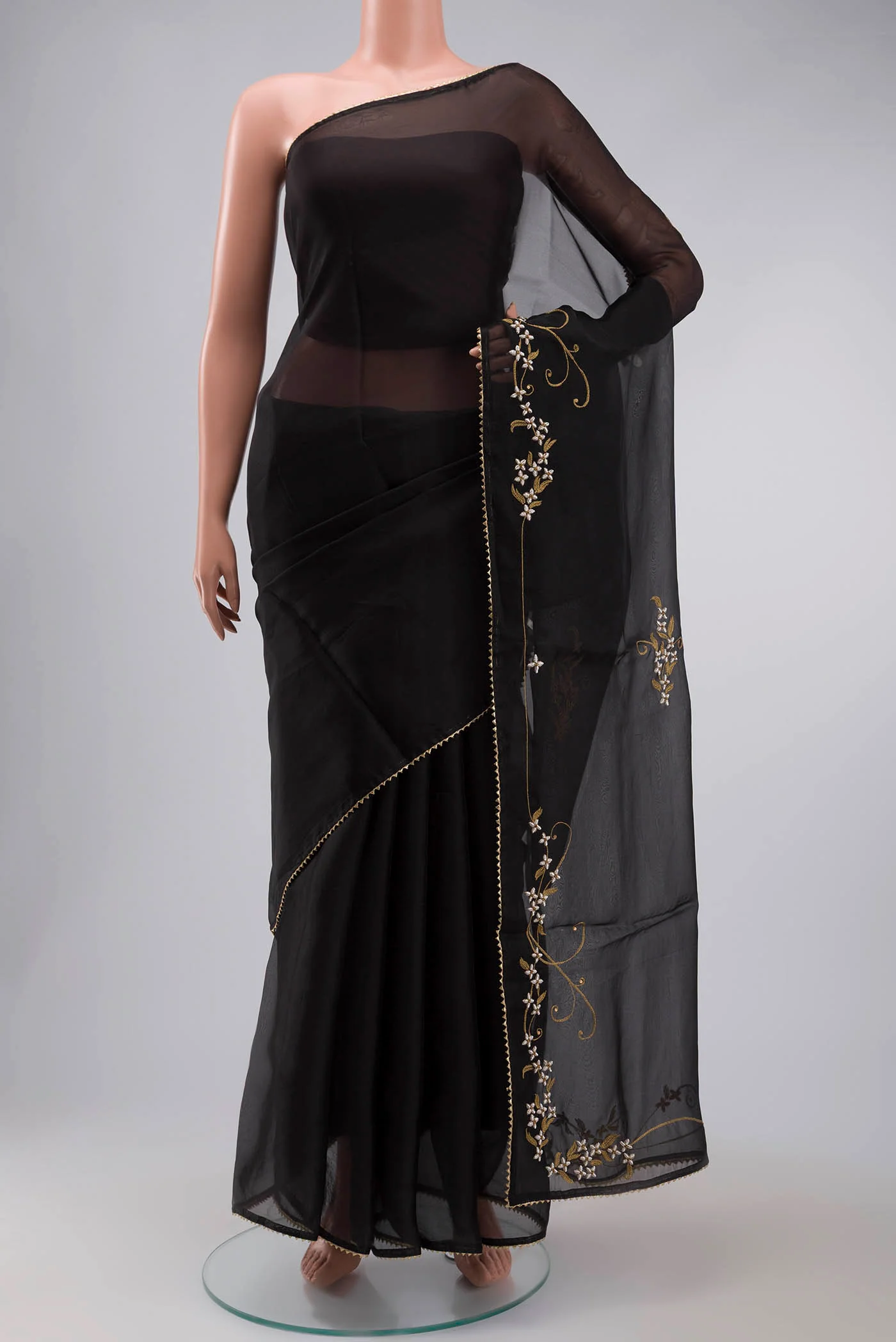 Mahira-Black Organza Silk Saree - Image 3