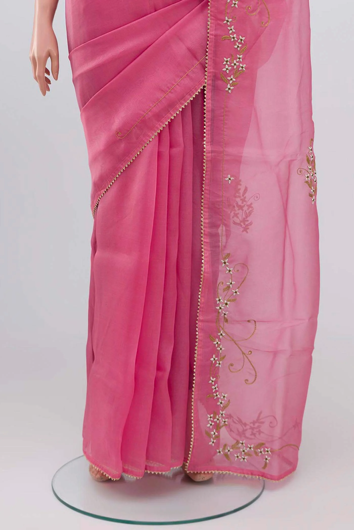Mahira-Pink Organza Silk Saree - Image 3
