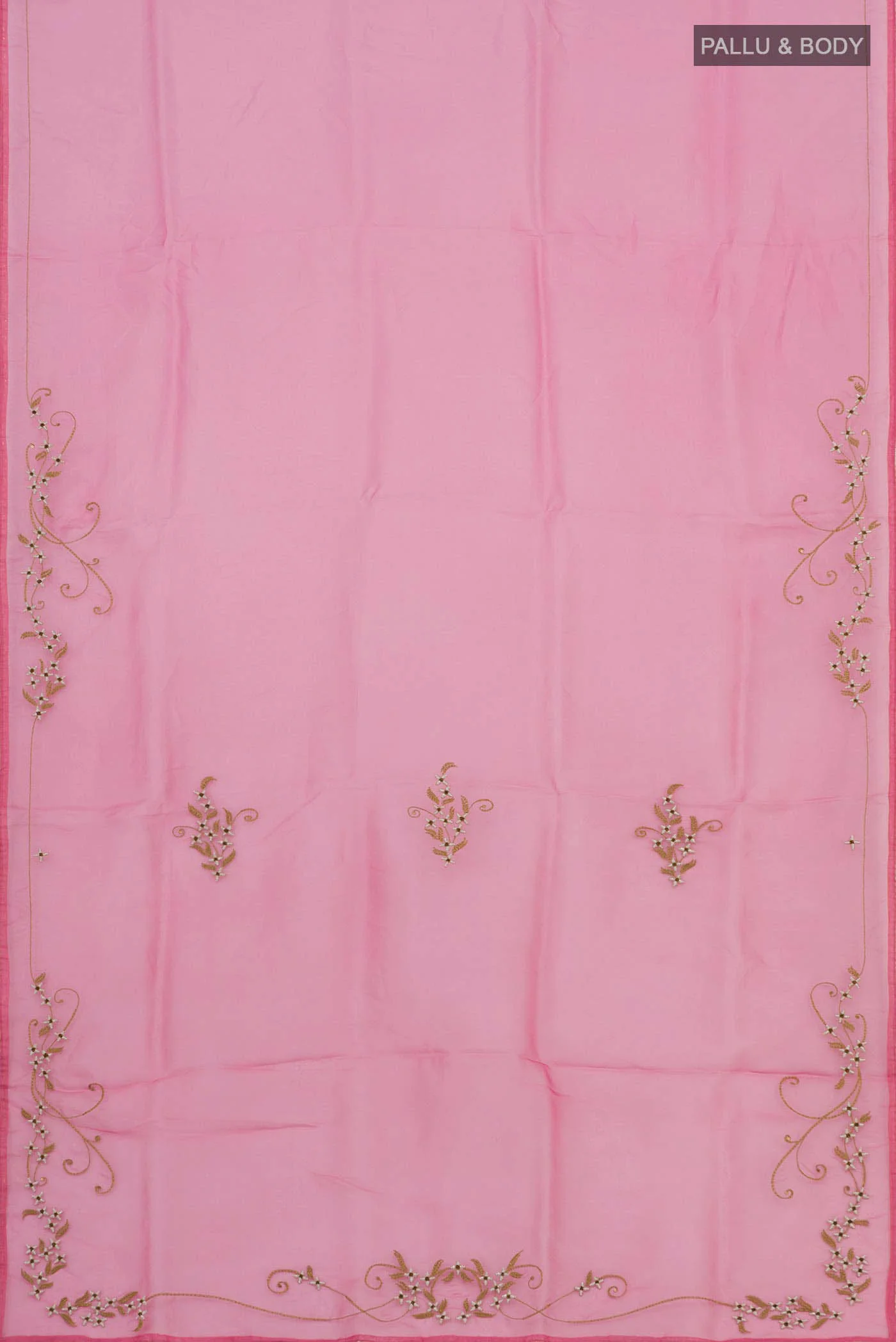 Mahira-Pink Organza Silk Saree - Image 6