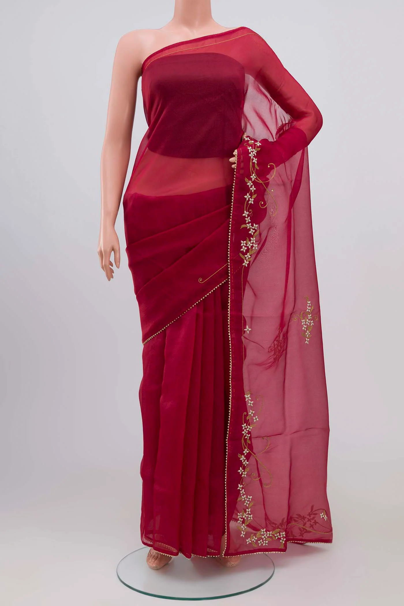 Mahira-Red Organza Silk Saree