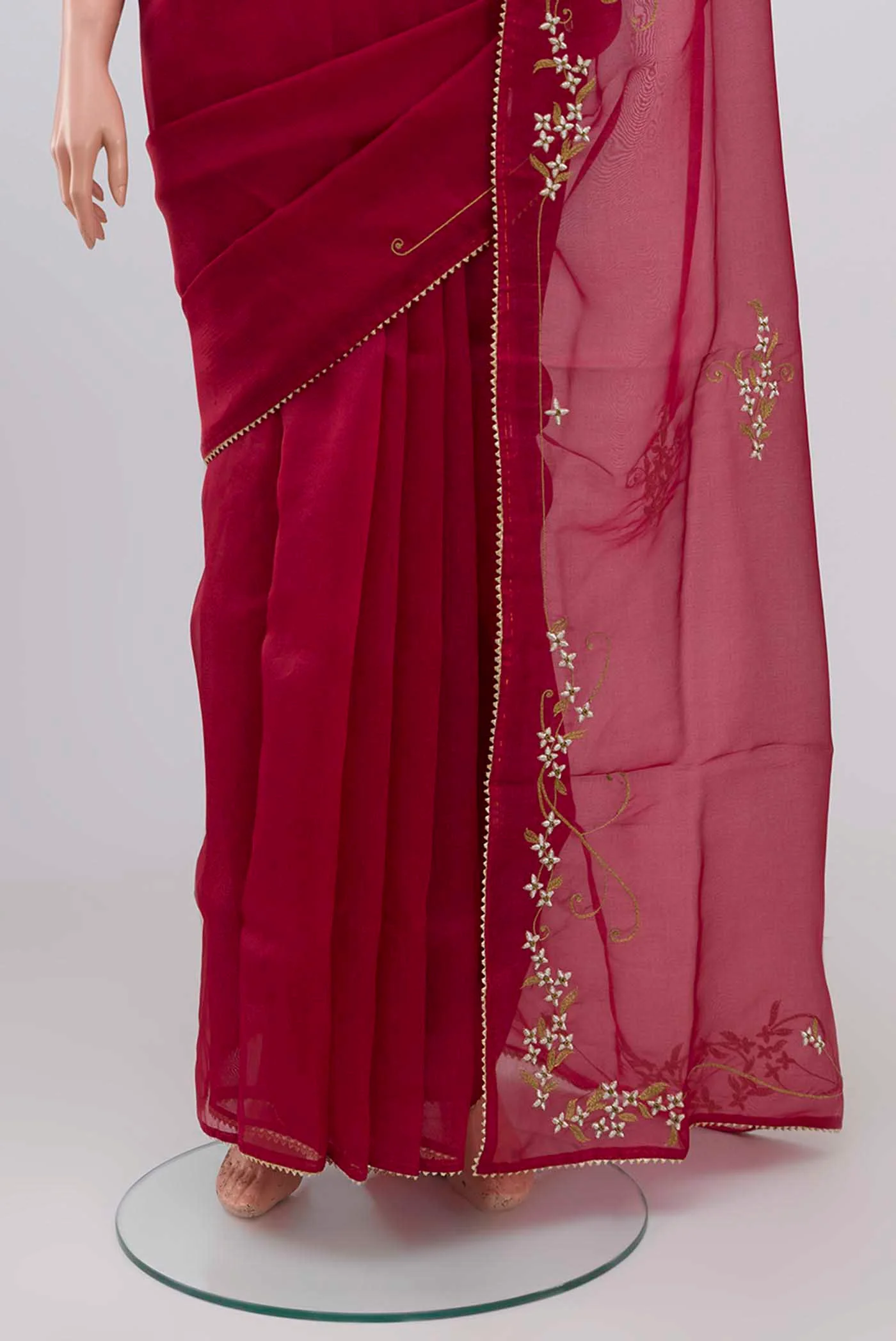 Mahira-Red Organza Silk Saree - Image 3