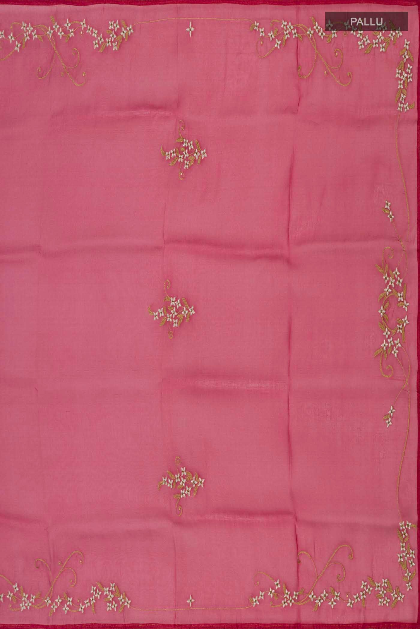 Mahira-Red Organza Silk Saree - Image 7