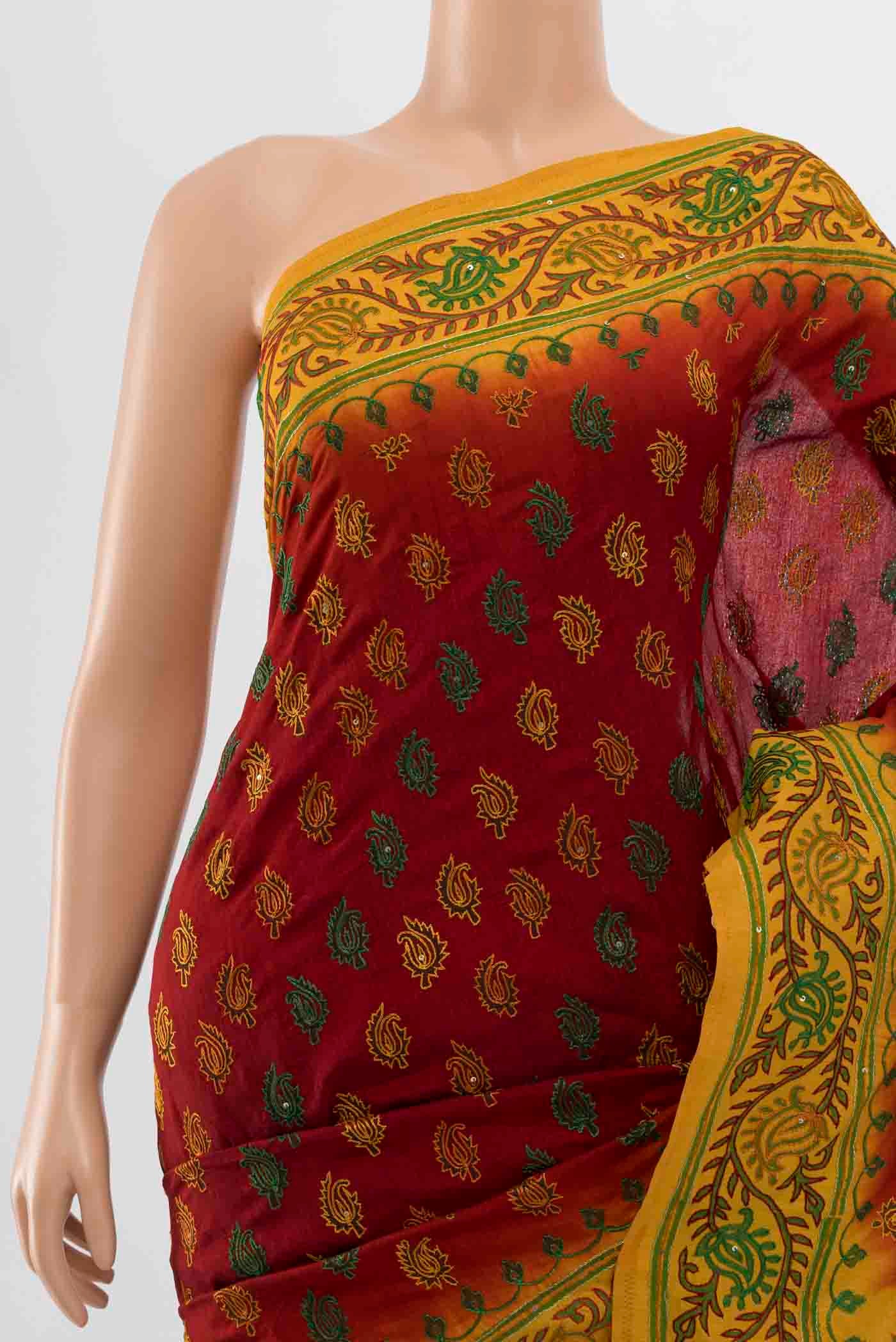 Maroon Blended Raw Silk Saree - Image 2