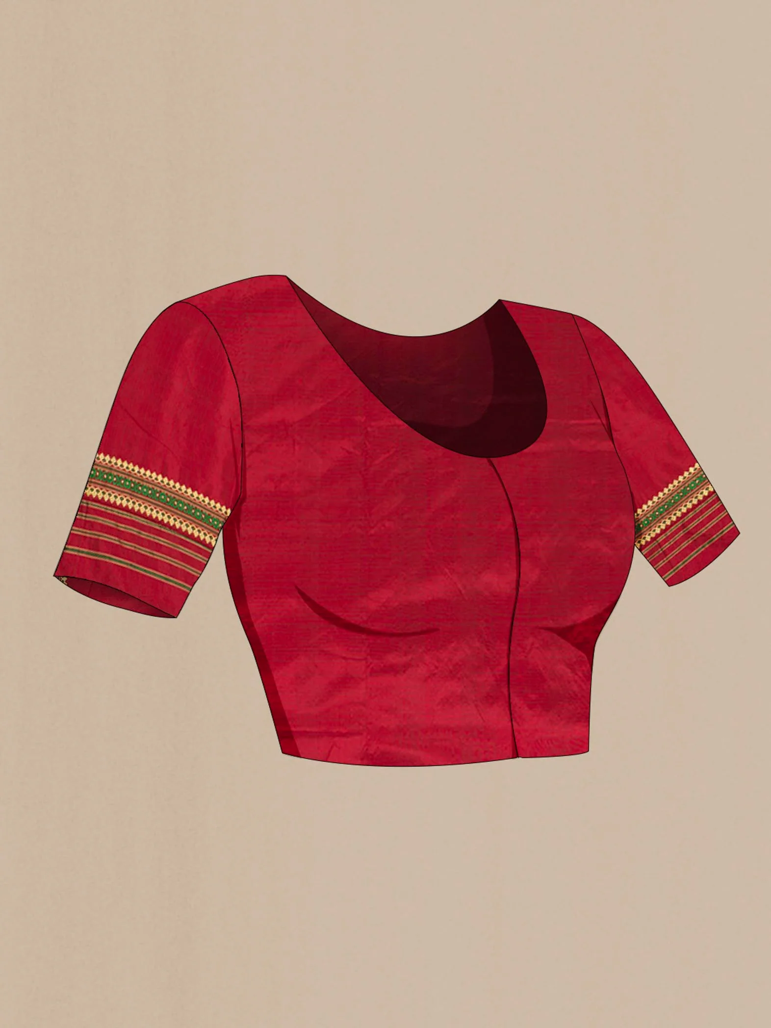 Maroon Assam Silk Saree - Image 4