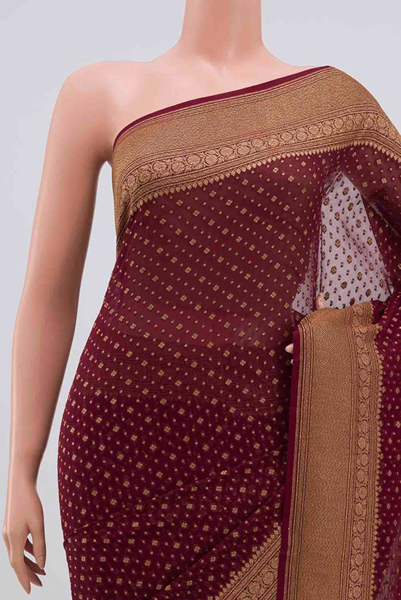 Coffee Brown Banarasi Georgette Saree - Image 2
