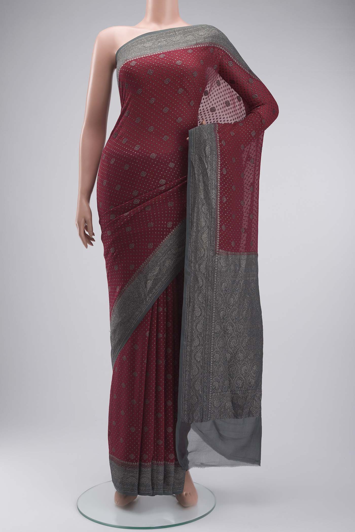 Maroon Banarasi Georgette Saree