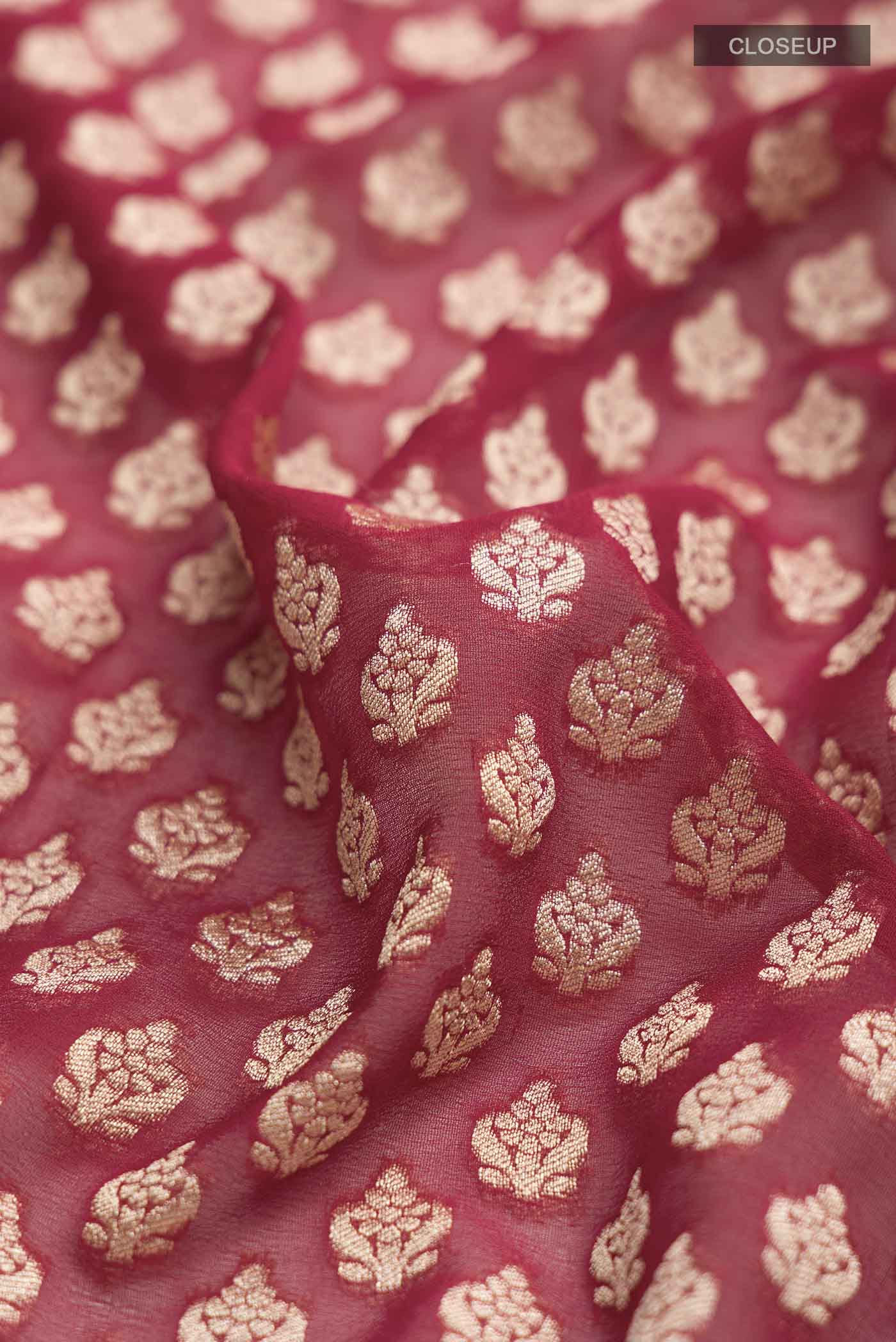 Maroon Banarasi Georgette Saree - Image 2