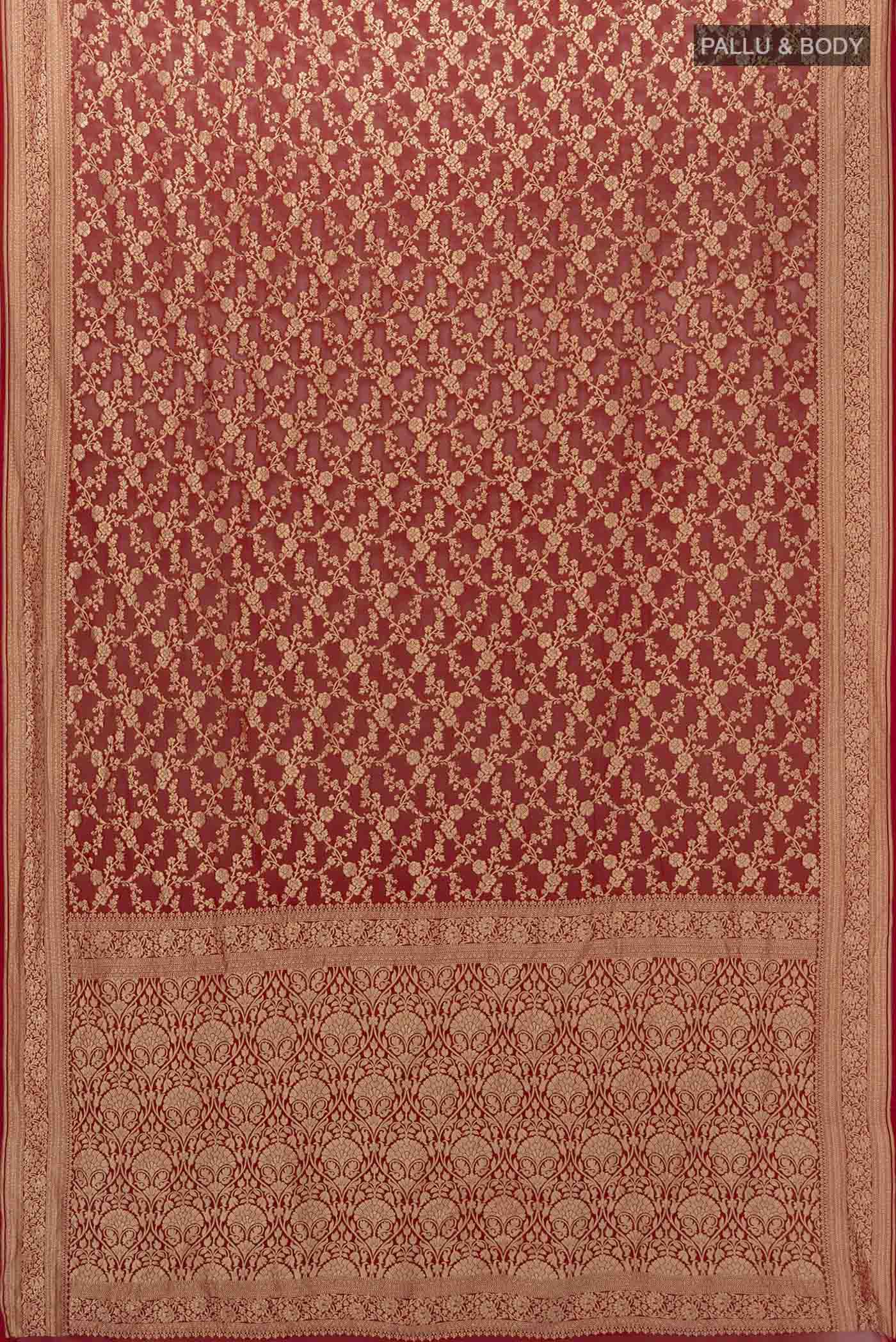 Maroon Banarasi Georgette Saree - Image 5