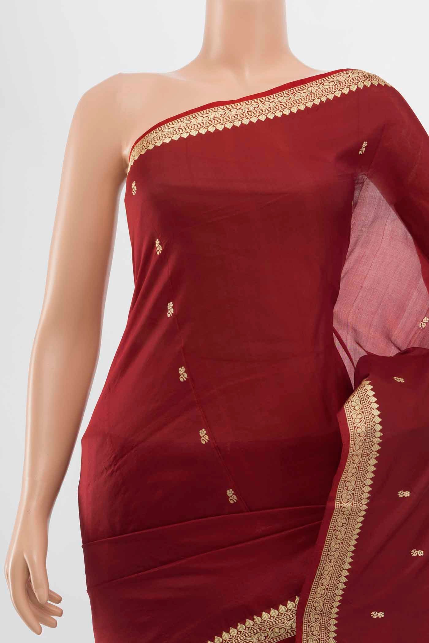 Maroon Banarasi Katan Silk Saree - Image 2