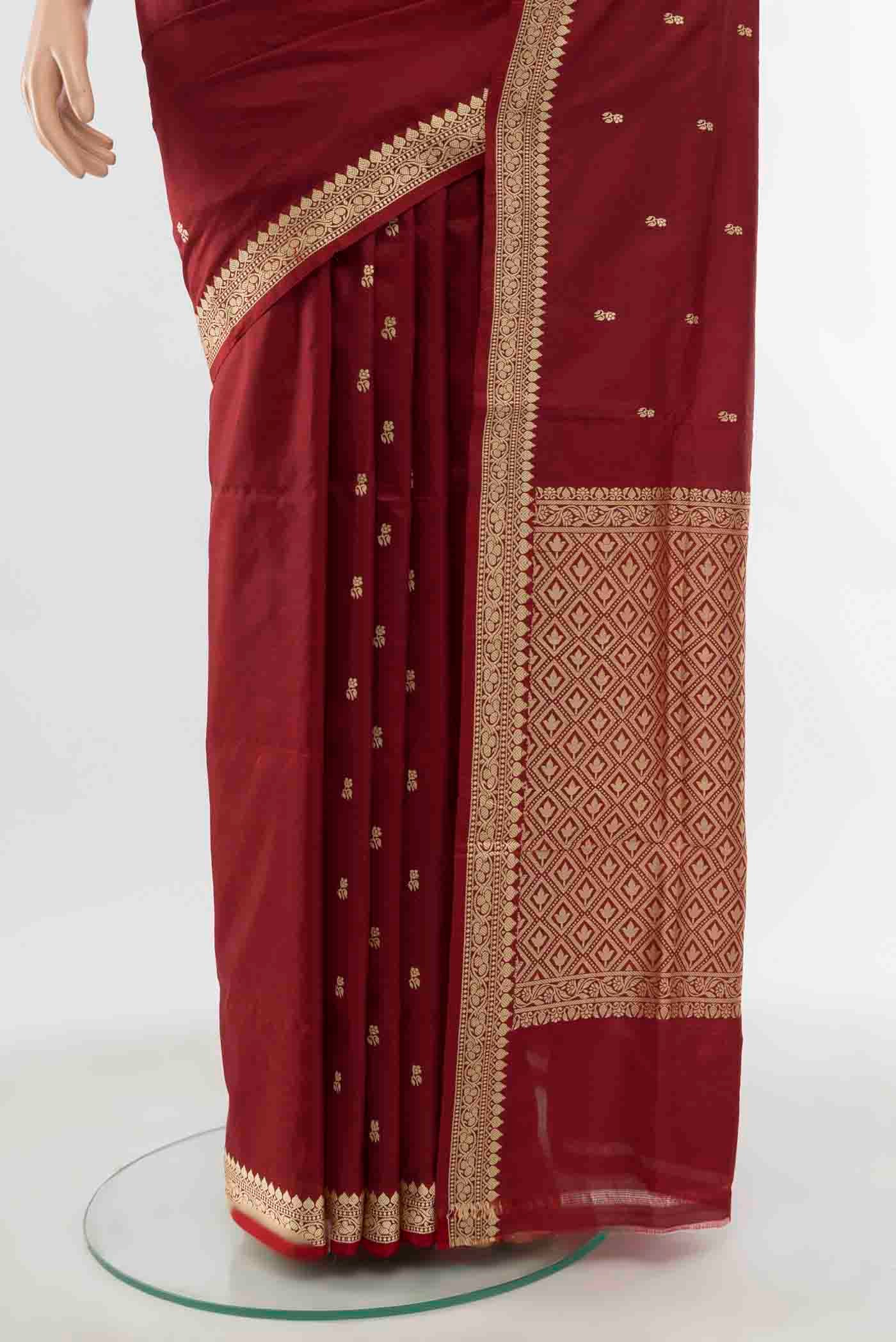 Maroon Banarasi Katan Silk Saree - Image 3