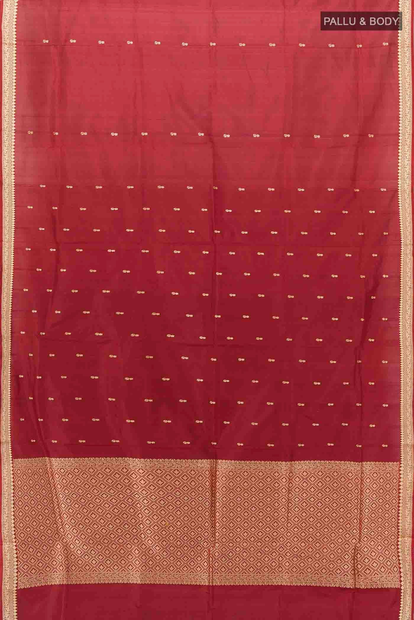 Maroon Banarasi Katan Silk Saree - Image 5